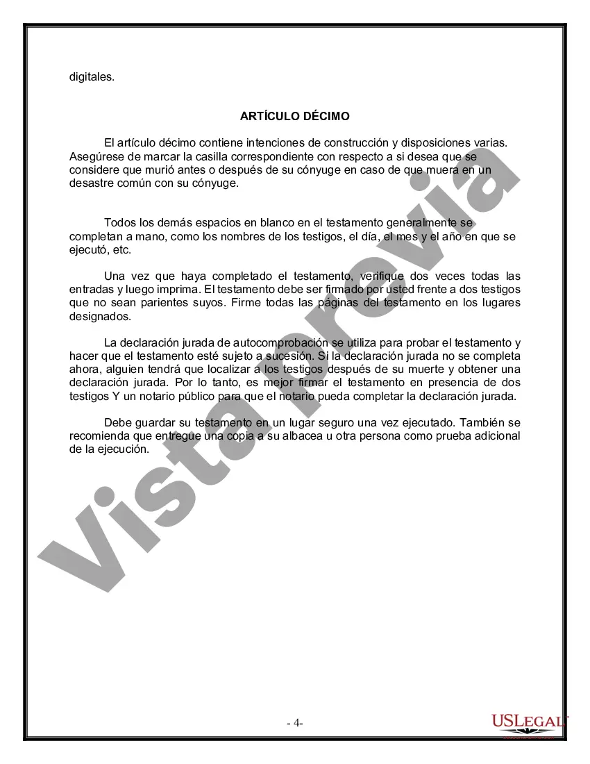 Preview Última voluntad y testamento para otras personas