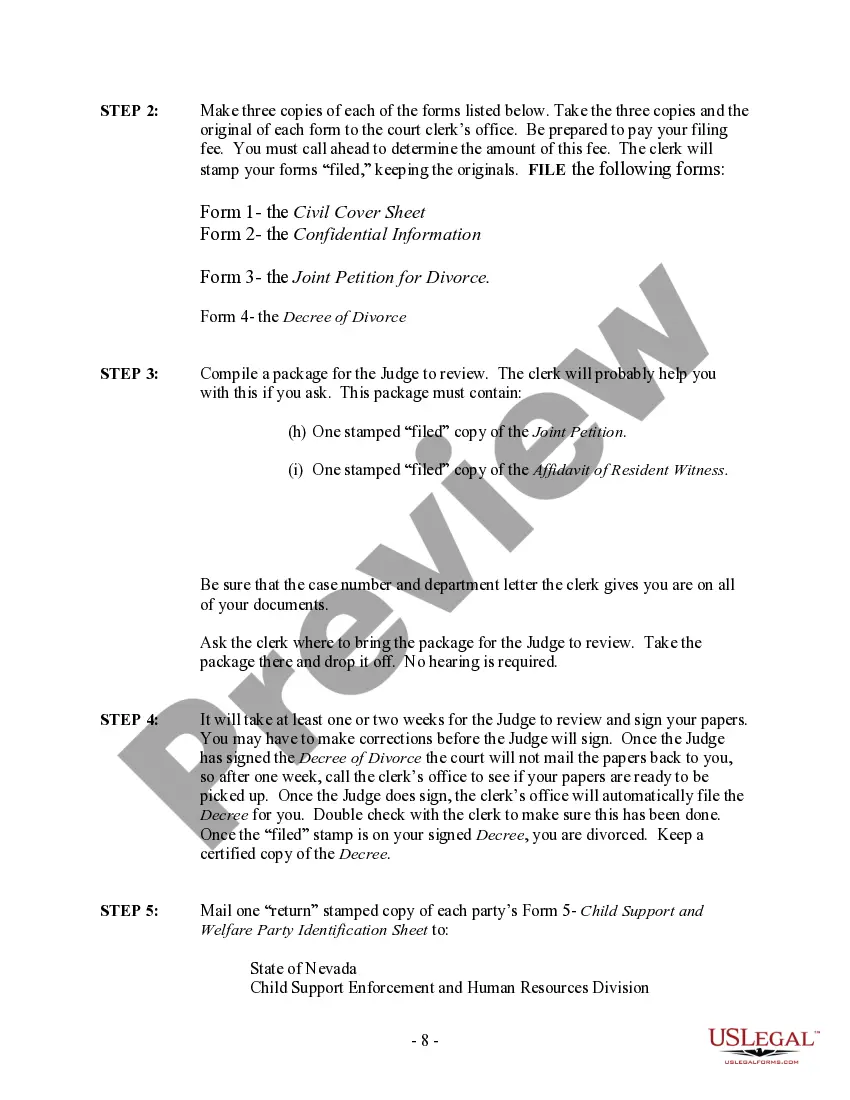 Preview No-Fault Uncontested Agreed Divorce Package for Dissolution of Marriage with Adult Children and with or without Property and Debts