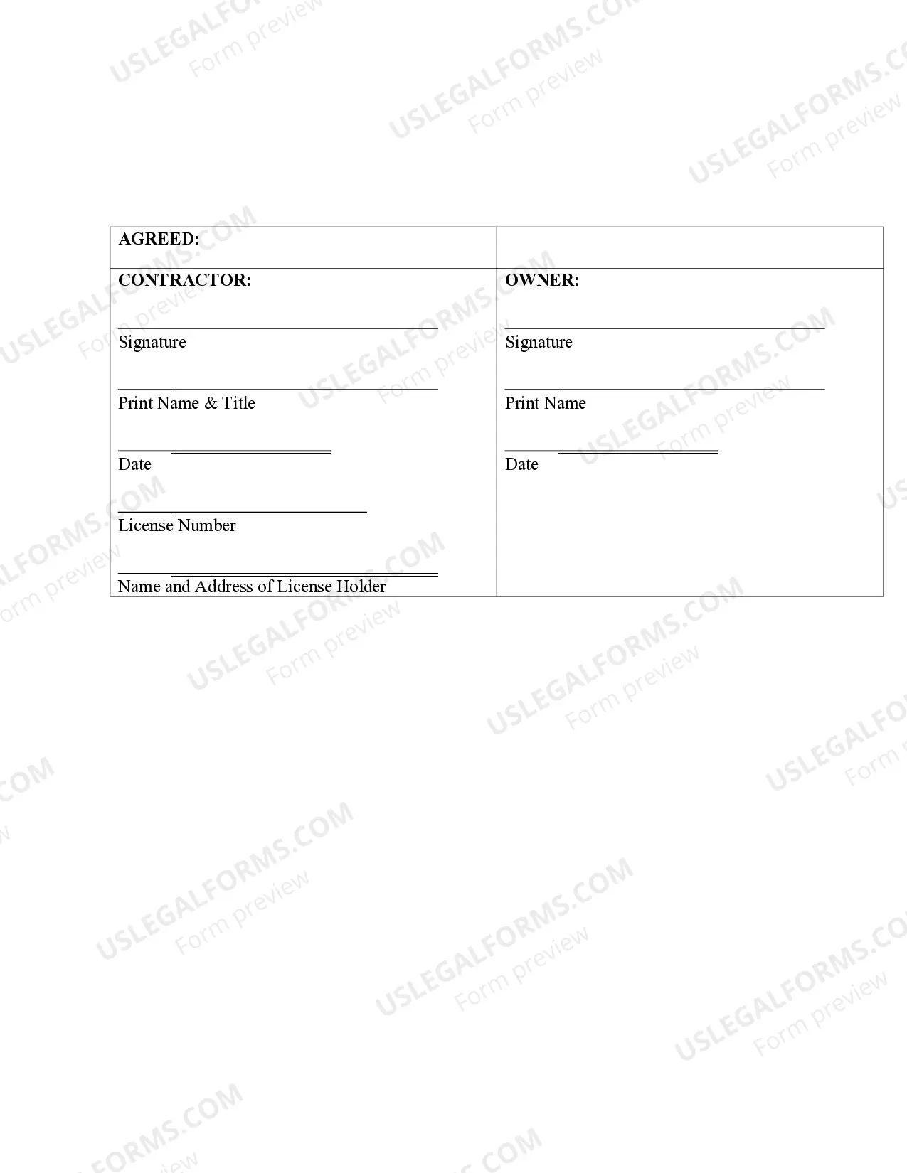 Preview Trim Carpenter Contract for Contractor