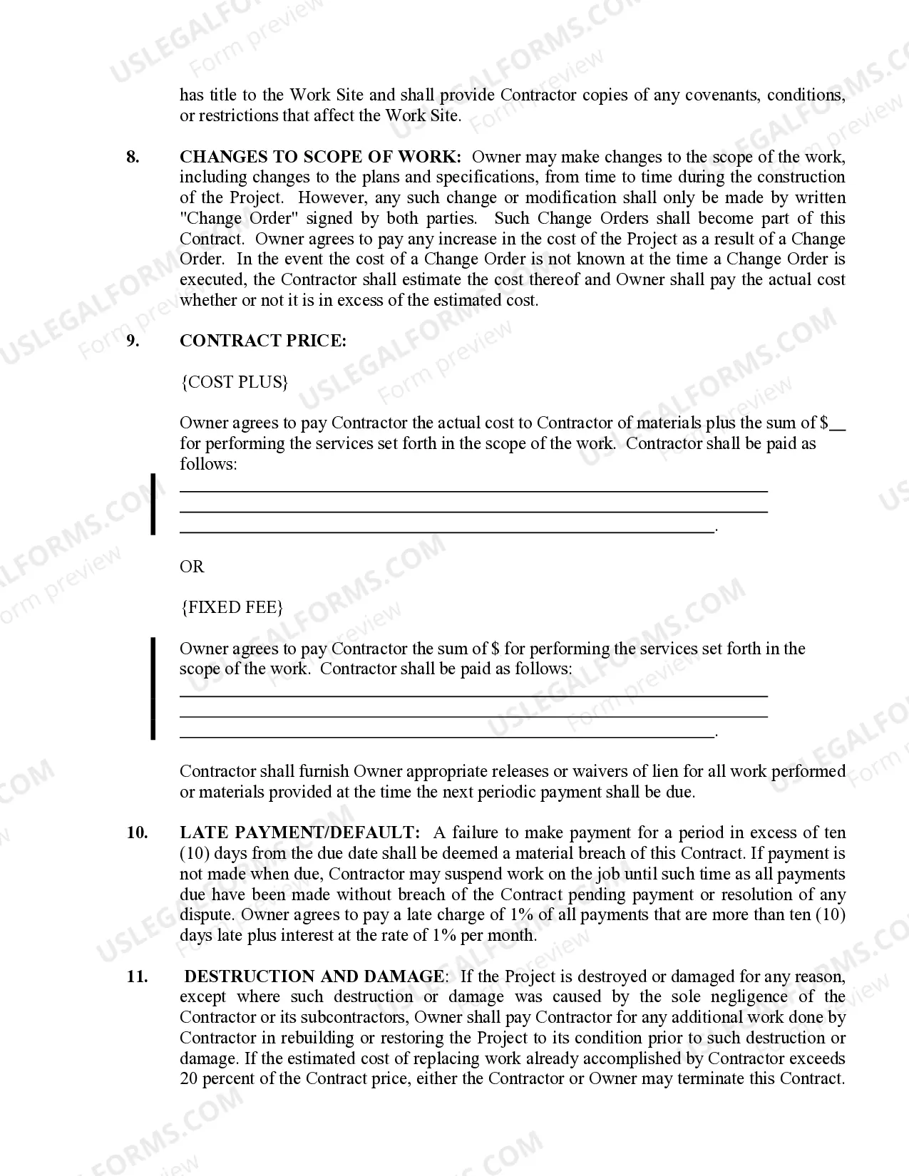 Preview Fencing Contract for Contractor
