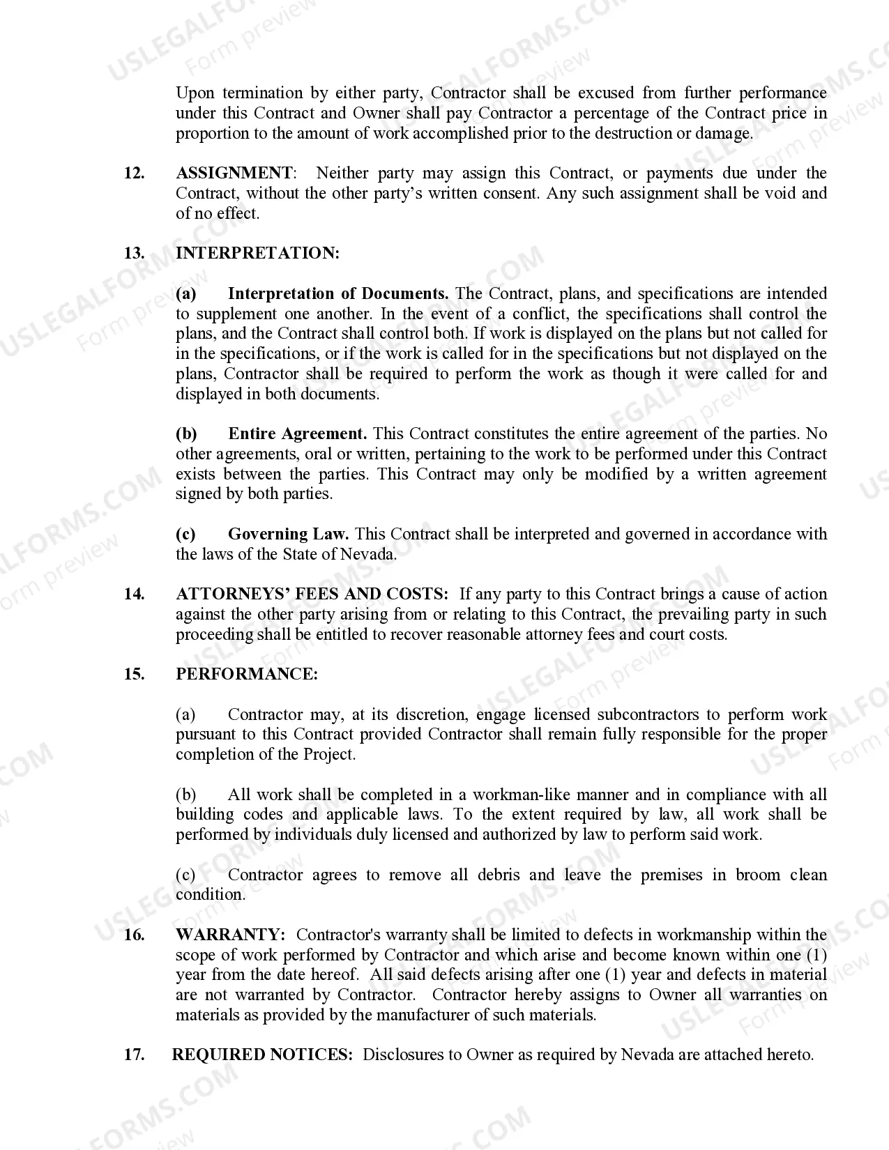 Preview Fencing Contract for Contractor