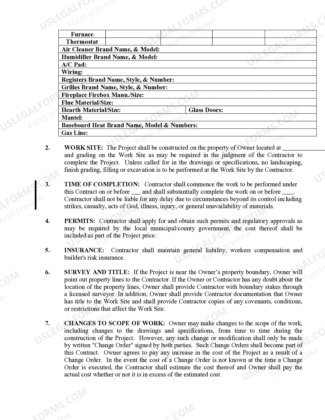 Preview HVAC Contract for Contractor