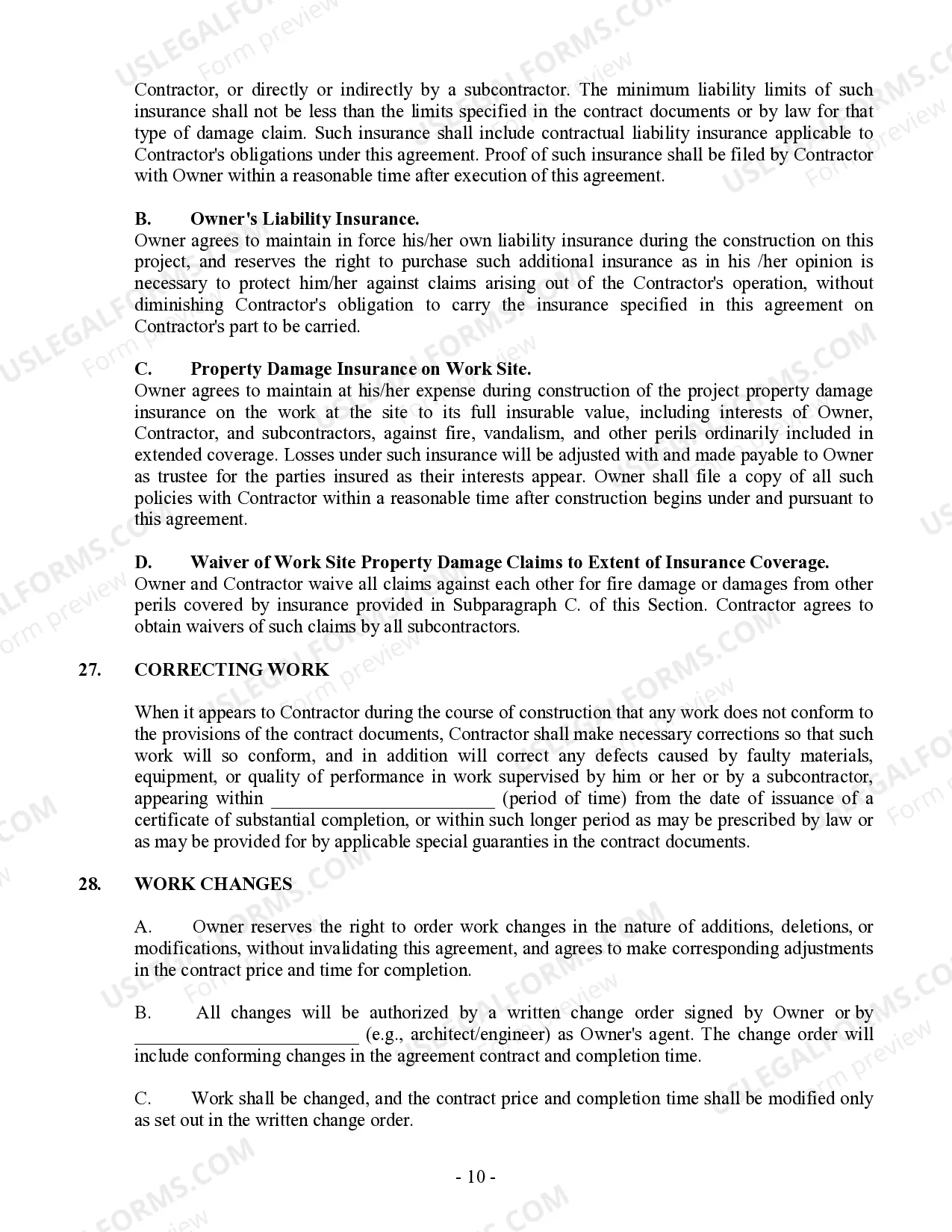 Preview Commercial Contract for Contractor