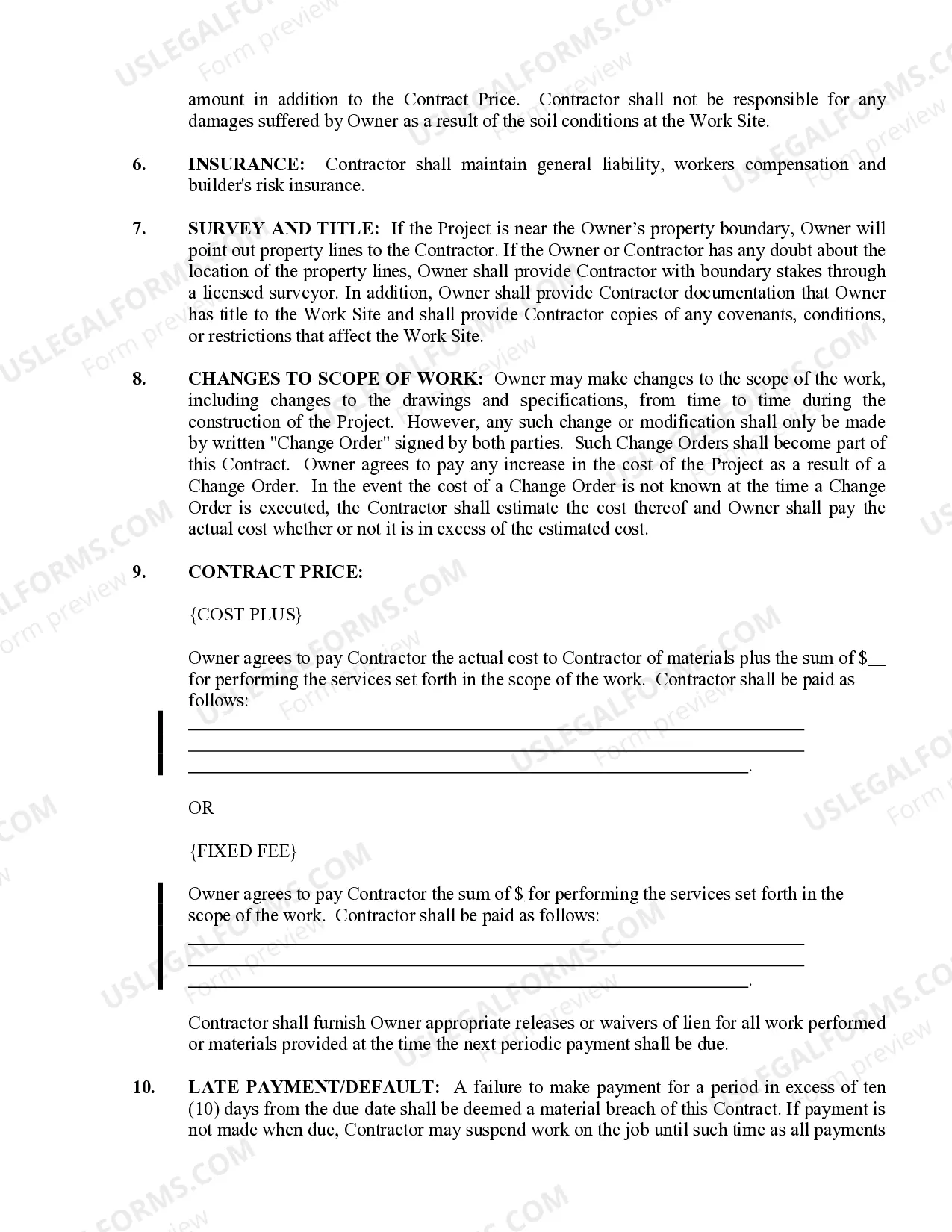 Preview Renovation Contract for Contractor