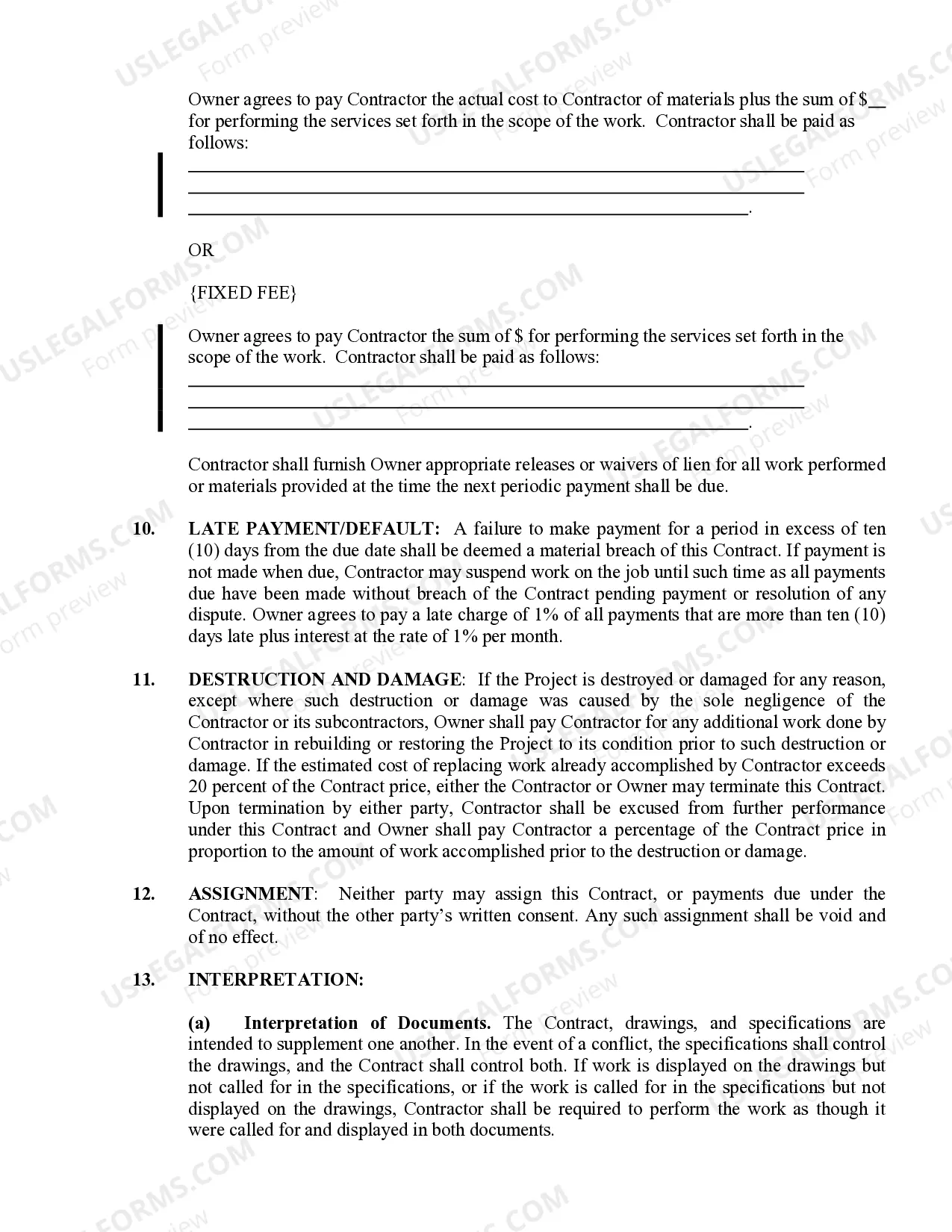 Preview Concrete Mason Contract for Contractor