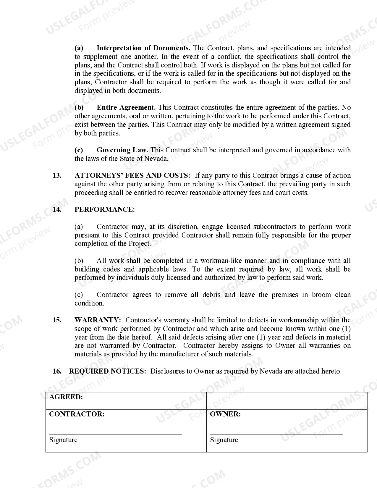 Preview Demolition Contract for Contractor