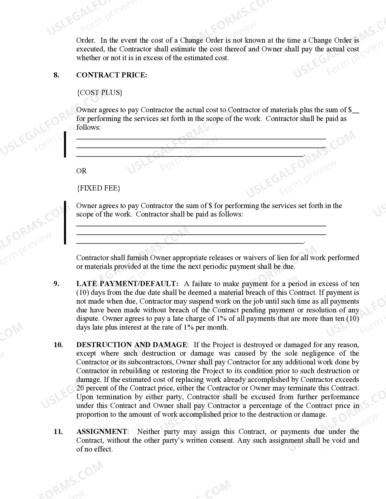 Preview Security Contract for Contractor