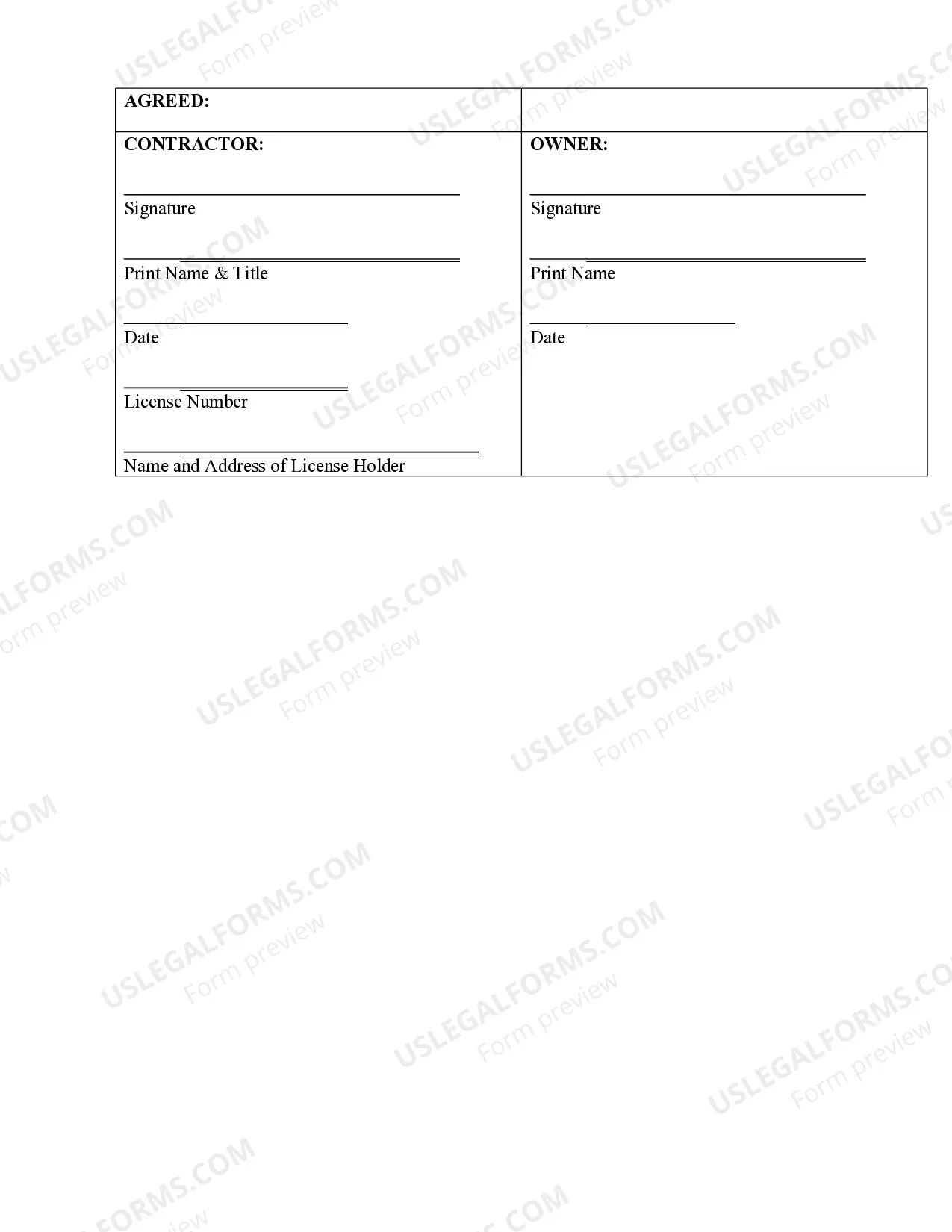 Preview Security Contract for Contractor