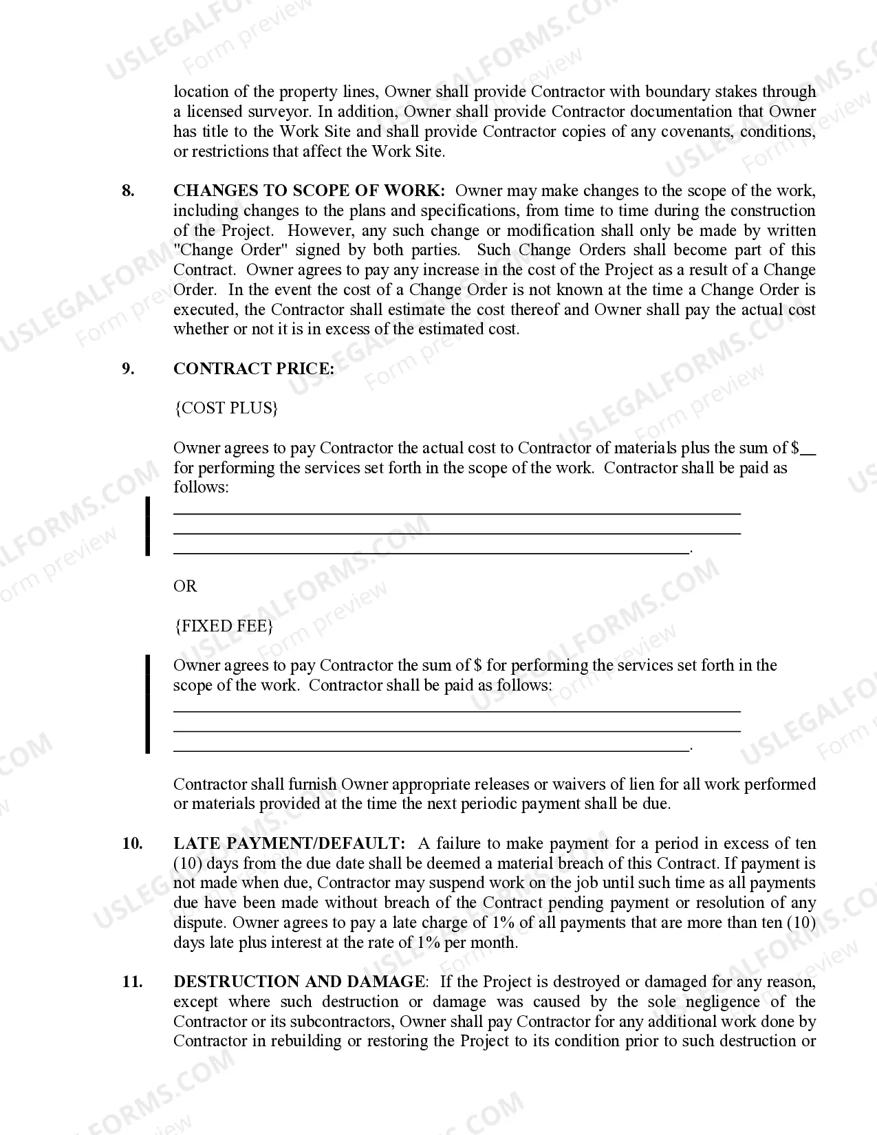 Preview Paving Contract for Contractor