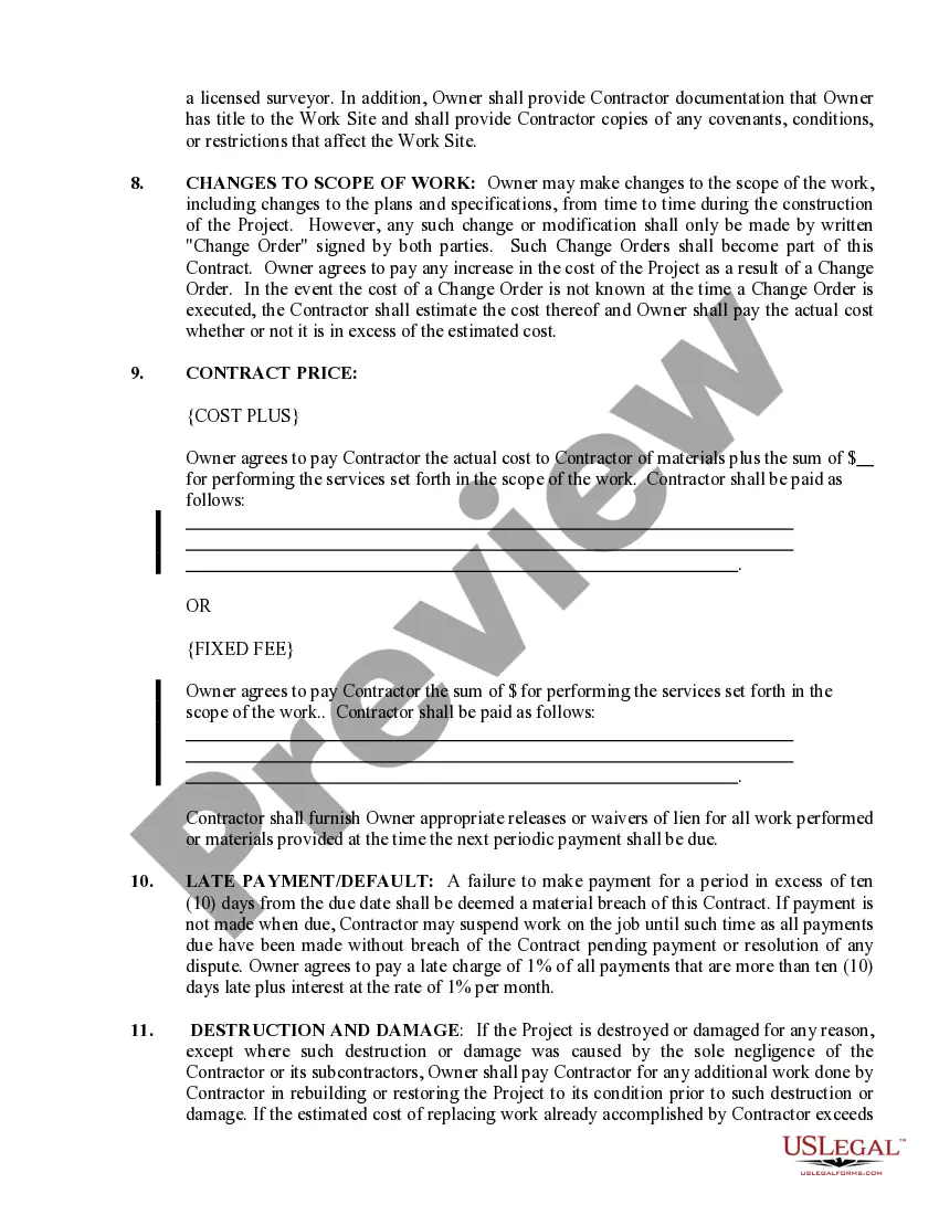 Preview Site Work Contract for Contractor