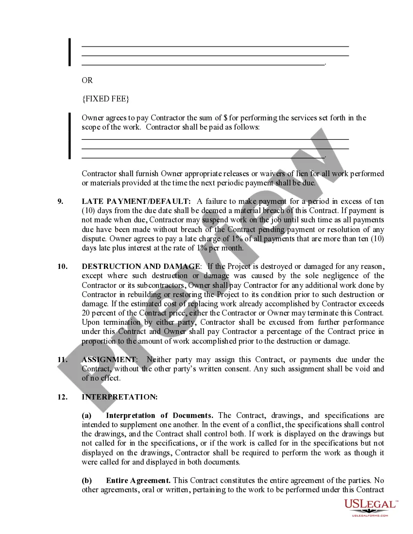 Preview Siding Contract for Contractor