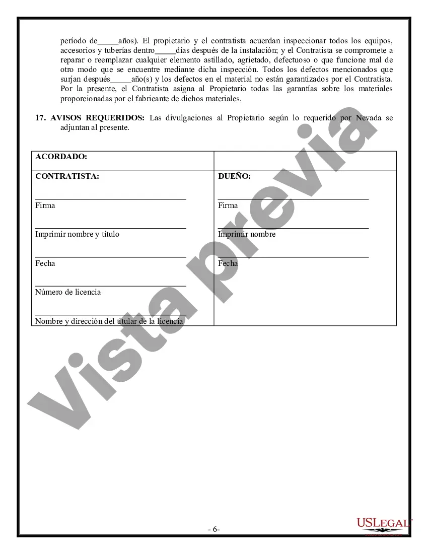 Preview Contrato de plomería para contratista