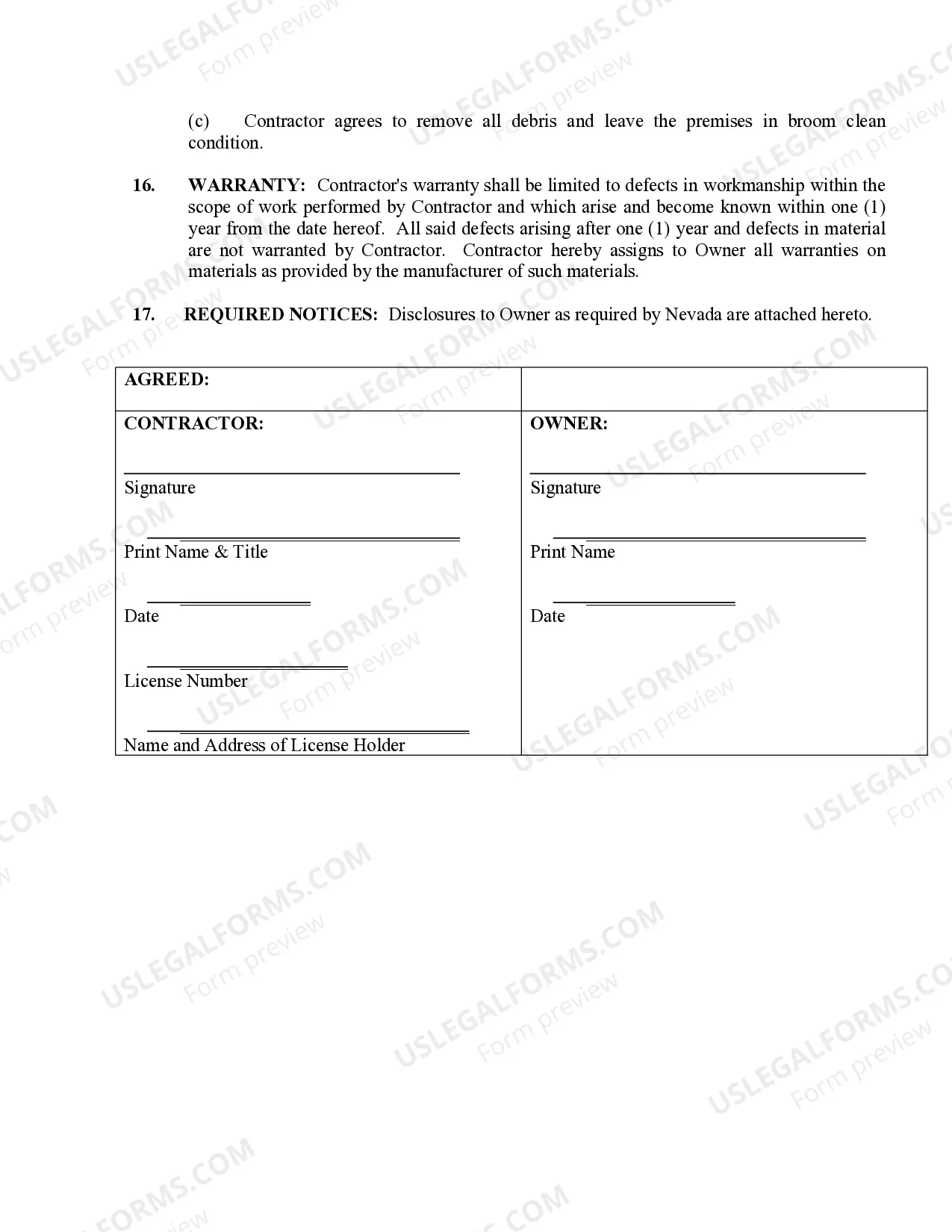 Preview Brick Mason Contract for Contractor