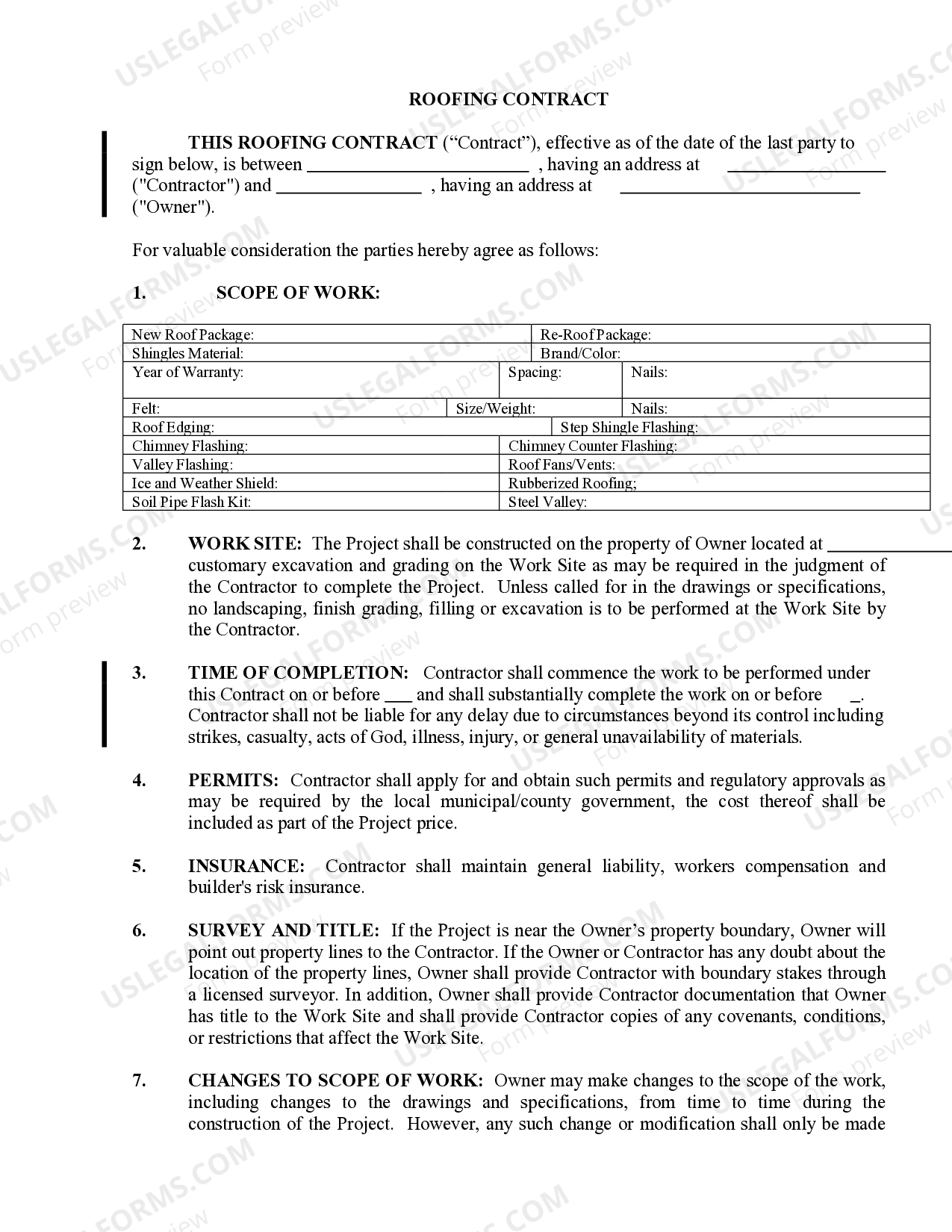 Nevada Roofing Contract for Contractor Roofing Contractor Nevada US