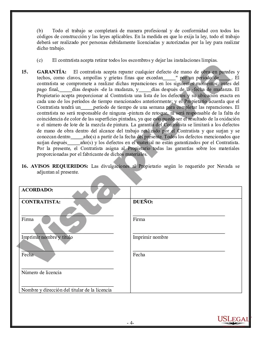 Preview Contrato de paneles de yeso de yeso para contratista