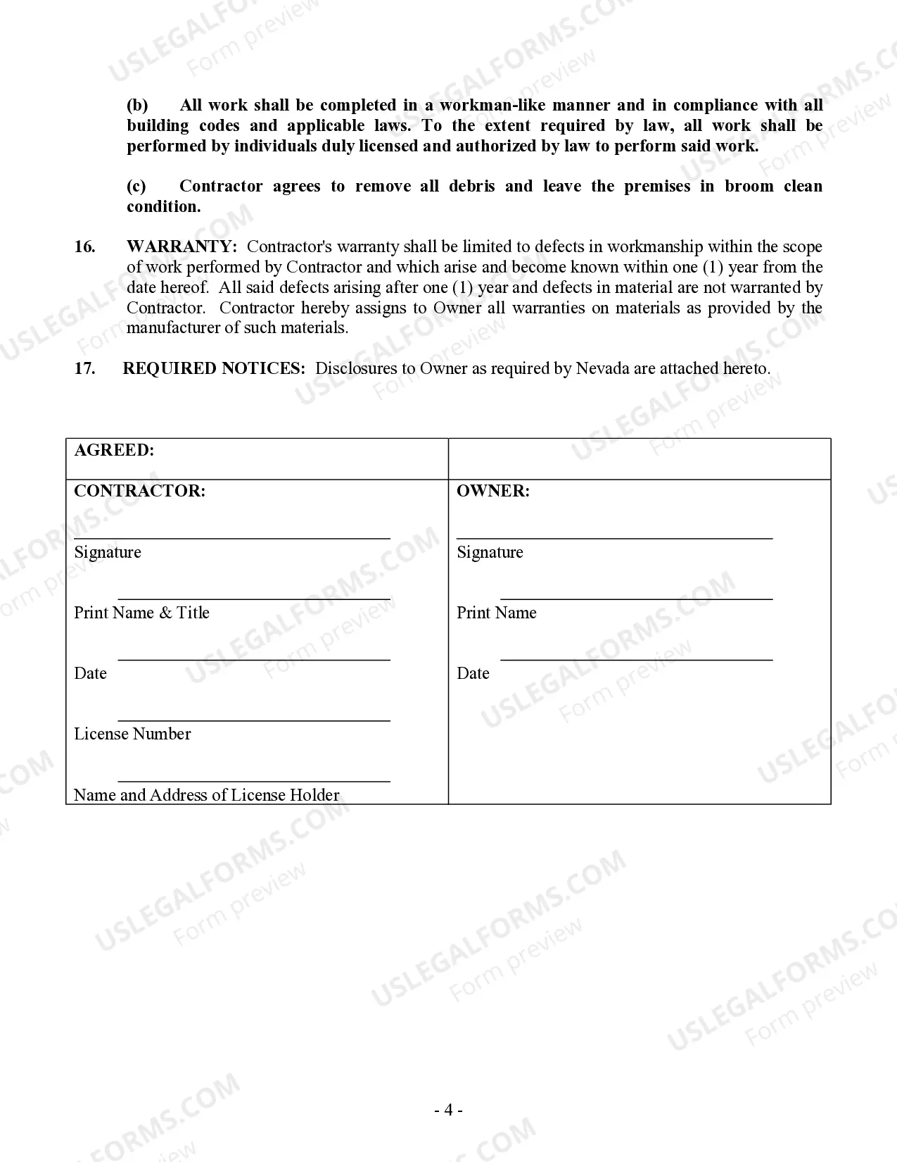 Preview Flooring Contract for Contractor