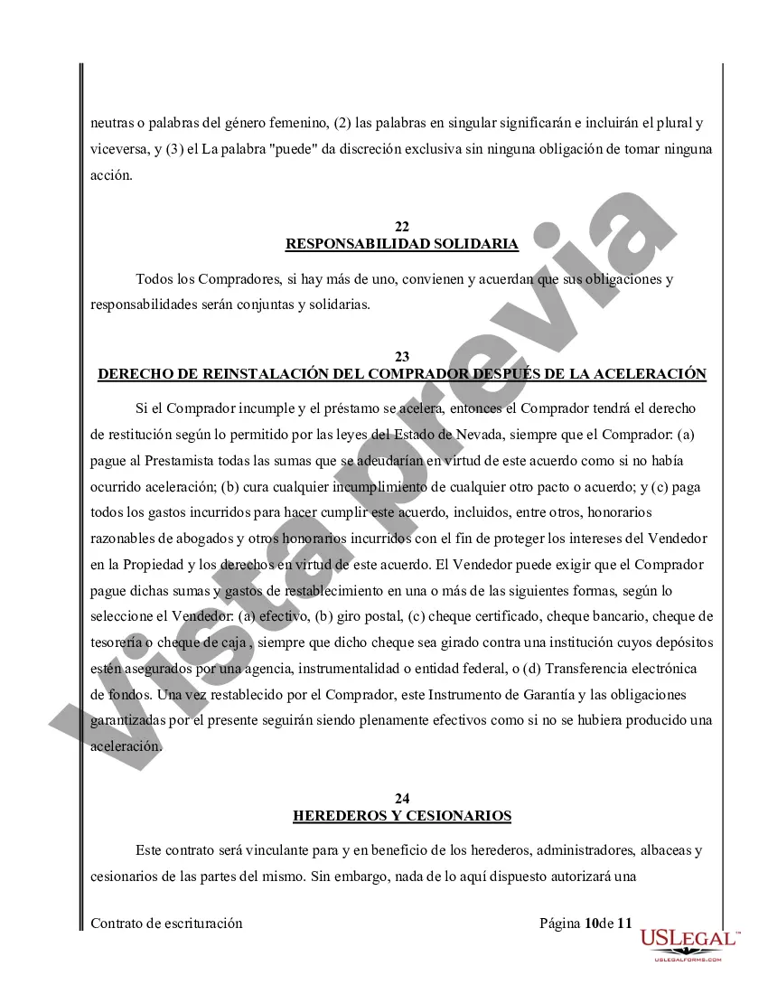 Preview Acuerdo o Contrato de Escritura de Venta y Compra de Bienes Raíces a/k/a Terreno o Contrato de Ejecución