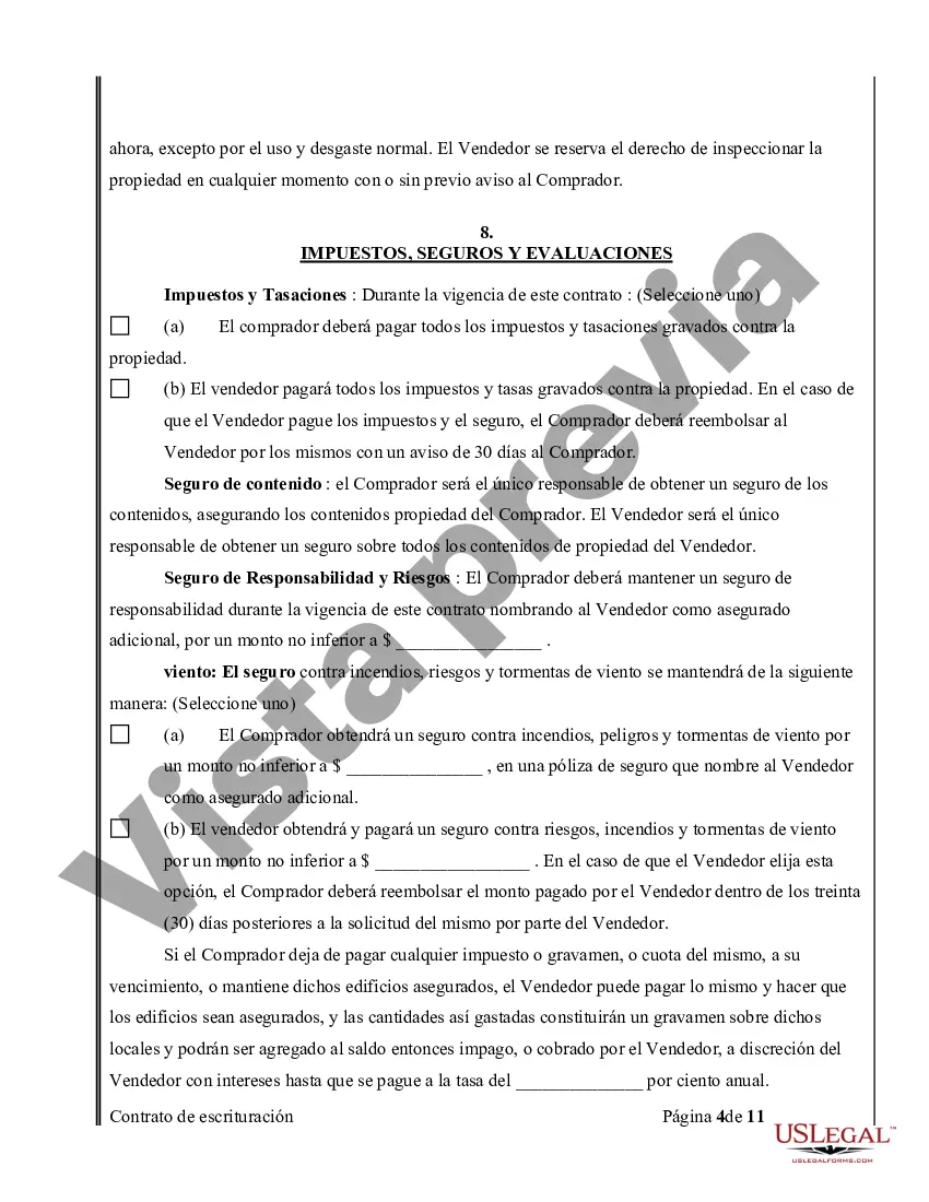 Preview Acuerdo o Contrato de Escritura de Venta y Compra de Bienes Raíces a/k/a Terreno o Contrato de Ejecución