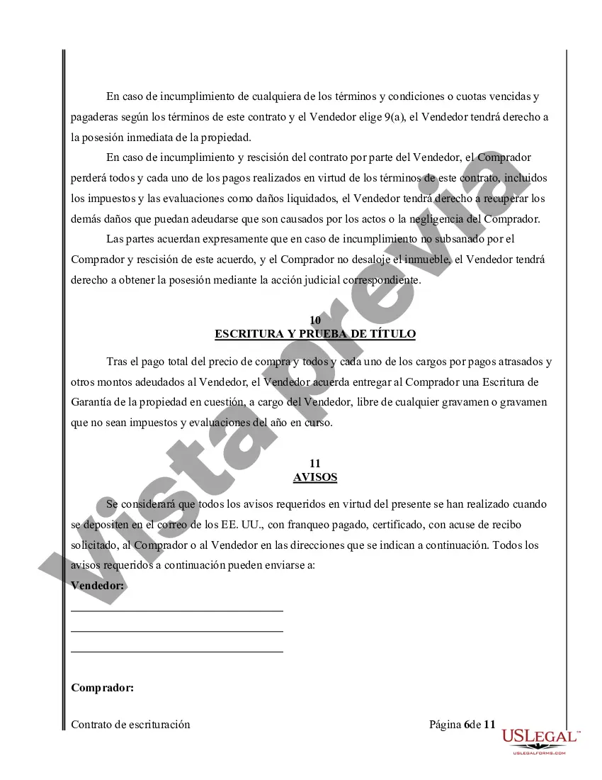 Preview Acuerdo o Contrato de Escritura de Venta y Compra de Bienes Raíces a/k/a Terreno o Contrato de Ejecución