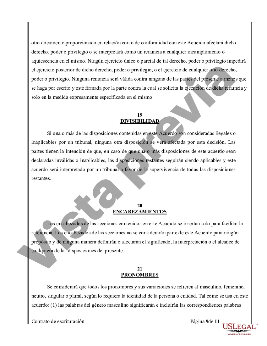 Preview Acuerdo o Contrato de Escritura de Venta y Compra de Bienes Raíces a/k/a Terreno o Contrato de Ejecución