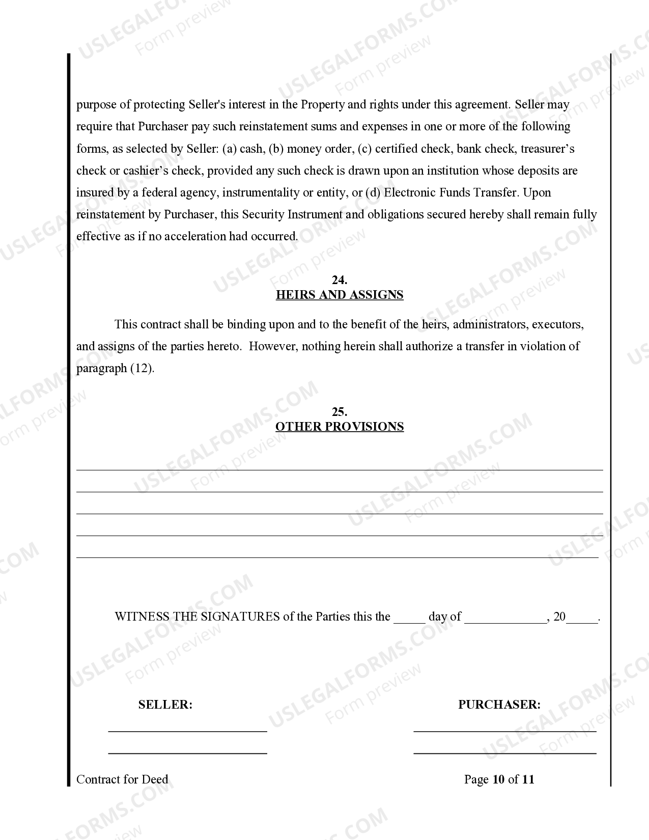 Nevada Agreement or Contract for Deed for Sale and Purchase of Real