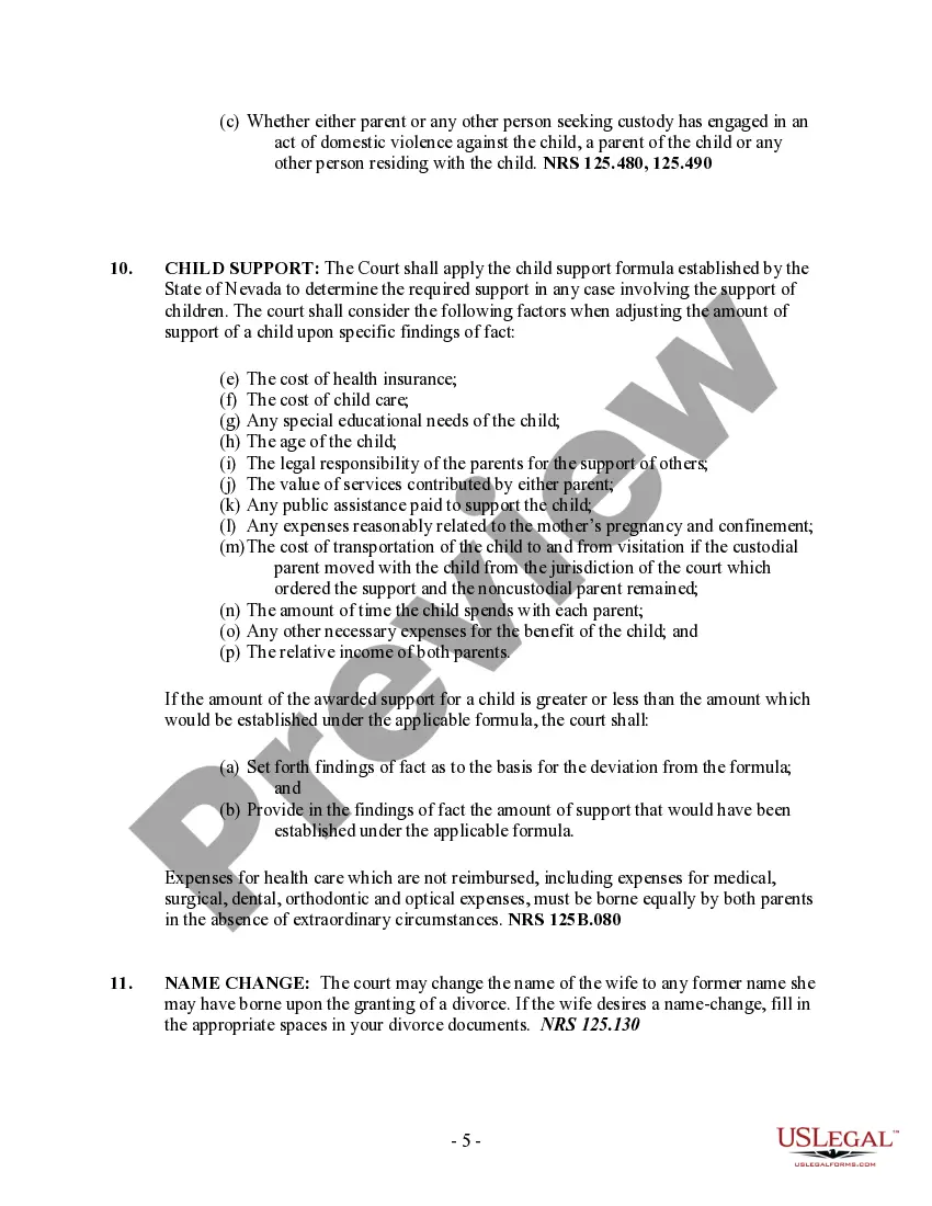 Get Nevada No-Fault Agreed Uncontested Divorce Package for Dissolution of Marriage for people with Minor Children Preview Nevada No-Fault Agreed Uncontested Divorce Package for Dissolution of Marriage for people with Minor Children