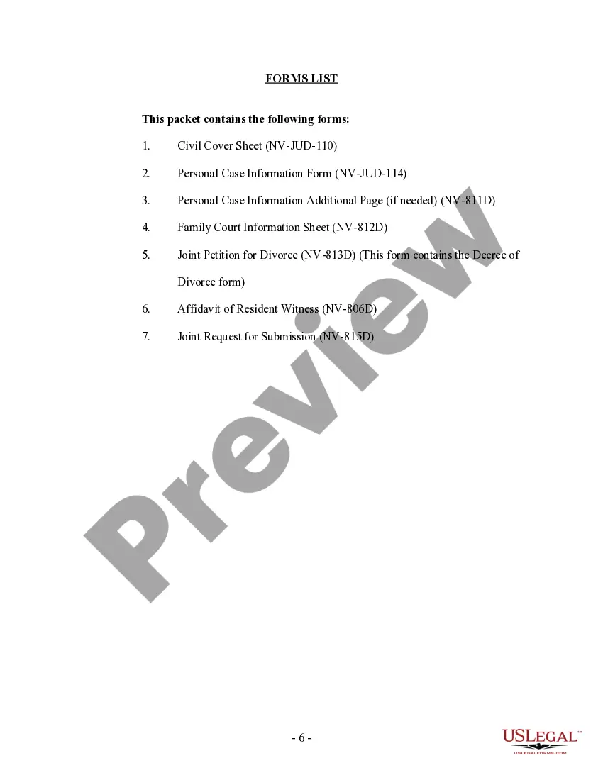 Get Nevada No-Fault Agreed Uncontested Divorce Package for Dissolution of Marriage for people with Minor Children Preview Nevada No-Fault Agreed Uncontested Divorce Package for Dissolution of Marriage for people with Minor Children