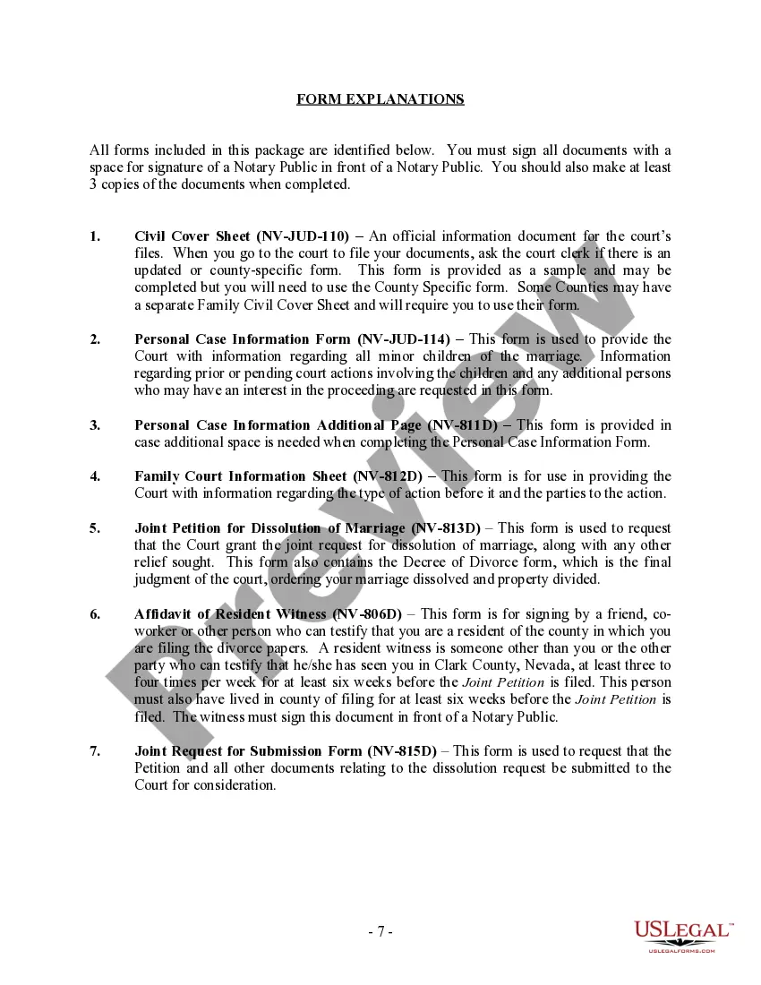 Get Nevada No-Fault Agreed Uncontested Divorce Package for Dissolution of Marriage for people with Minor Children Preview Nevada No-Fault Agreed Uncontested Divorce Package for Dissolution of Marriage for people with Minor Children