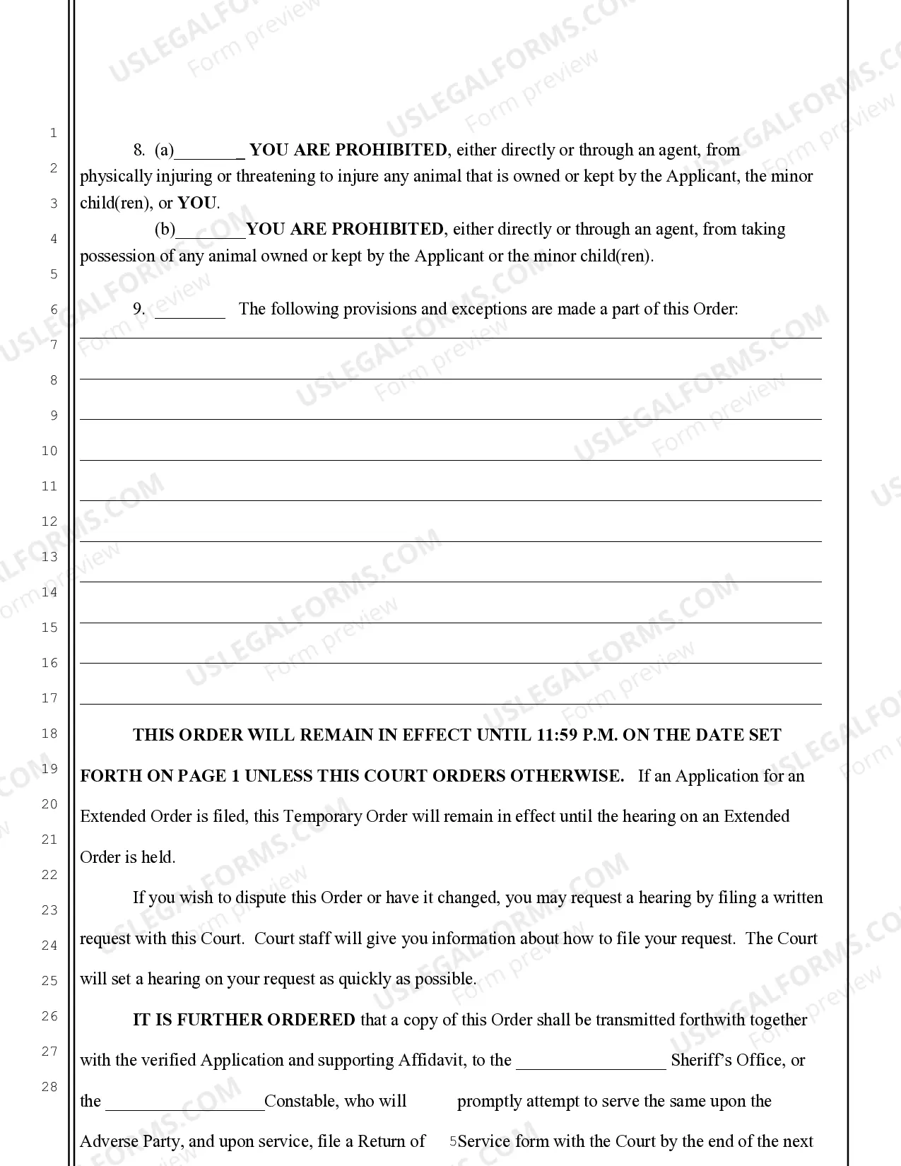 Preview Temporary Order for Protection Against Domestic Violence