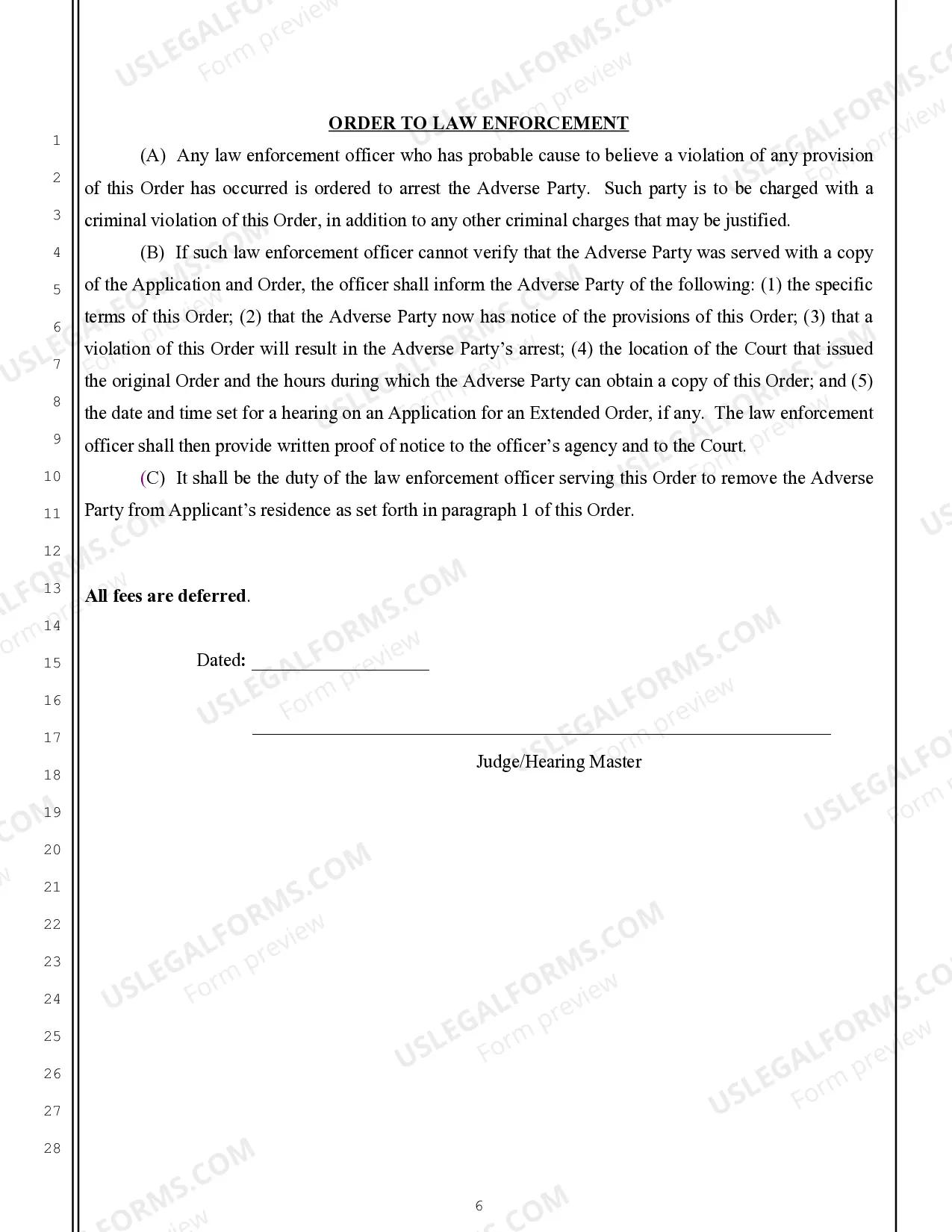 Preview Temporary Order for Protection Against Domestic Violence