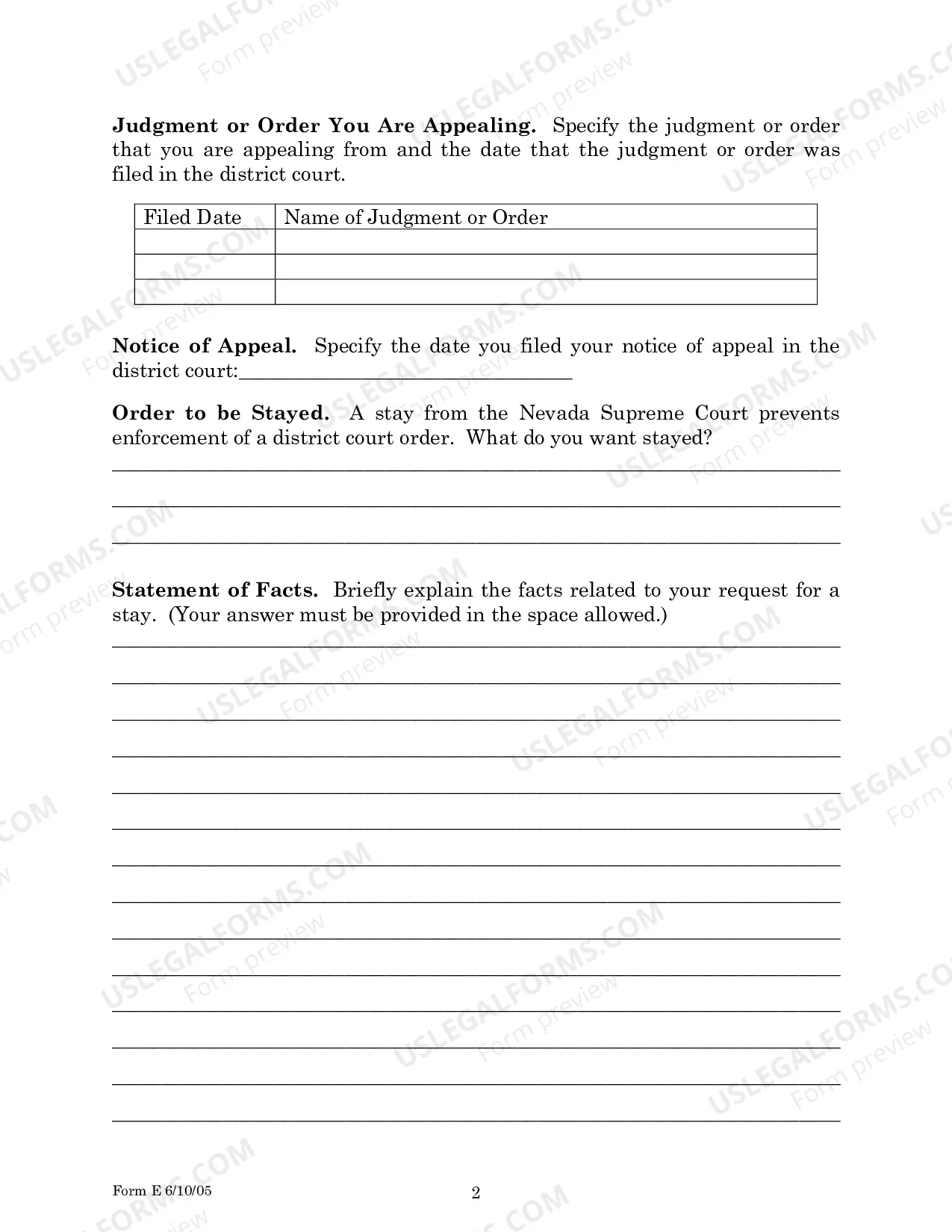Preview Motion for Stay form (Child Custody) for Parties Without Attorneys