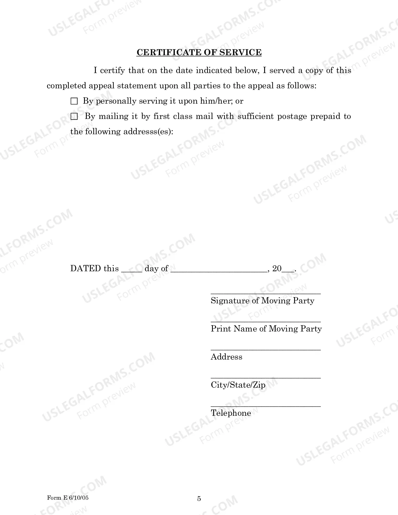 Preview Motion for Stay form (Child Custody) for Parties Without Attorneys