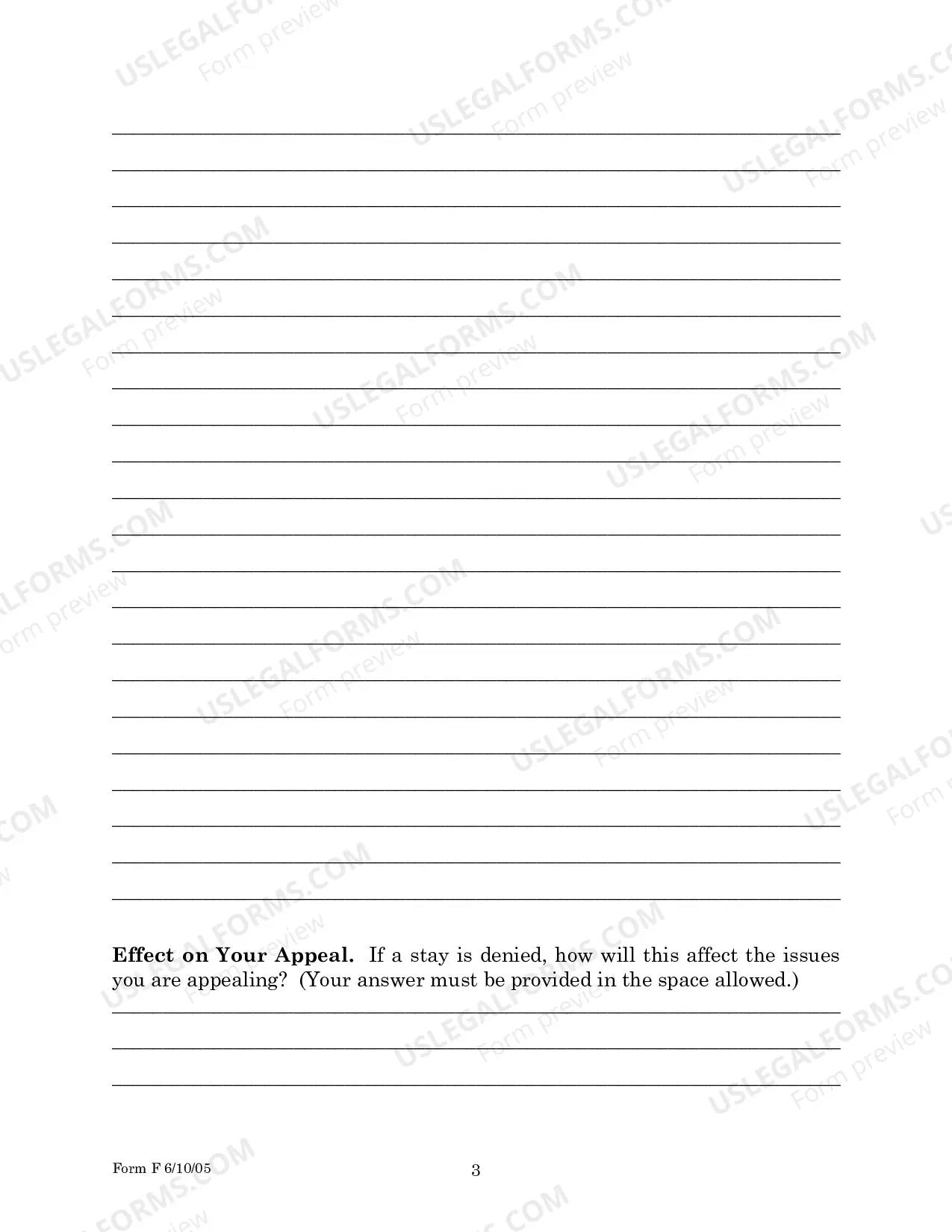 Preview Motion for Stay form for Parties Without Attorneys