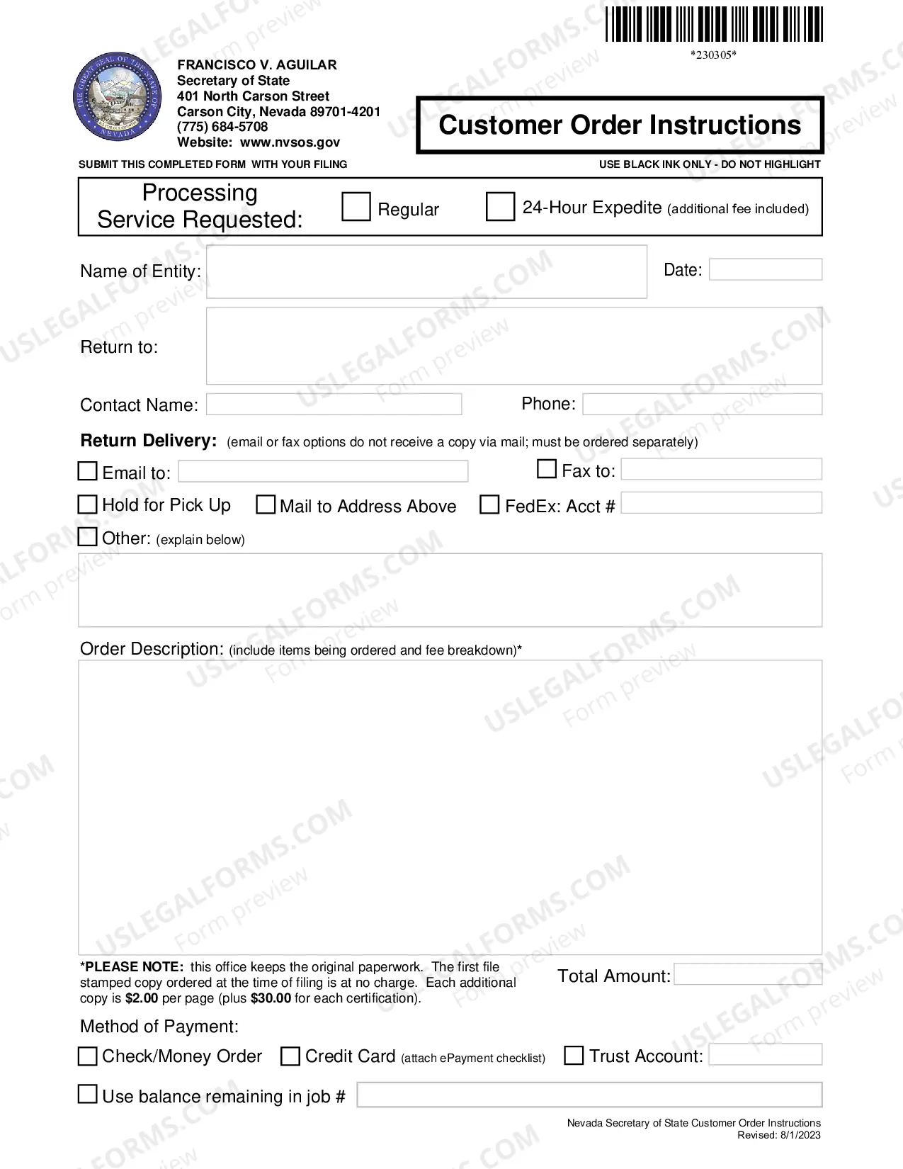 Preview Nevada Registration of Foreign Corporation