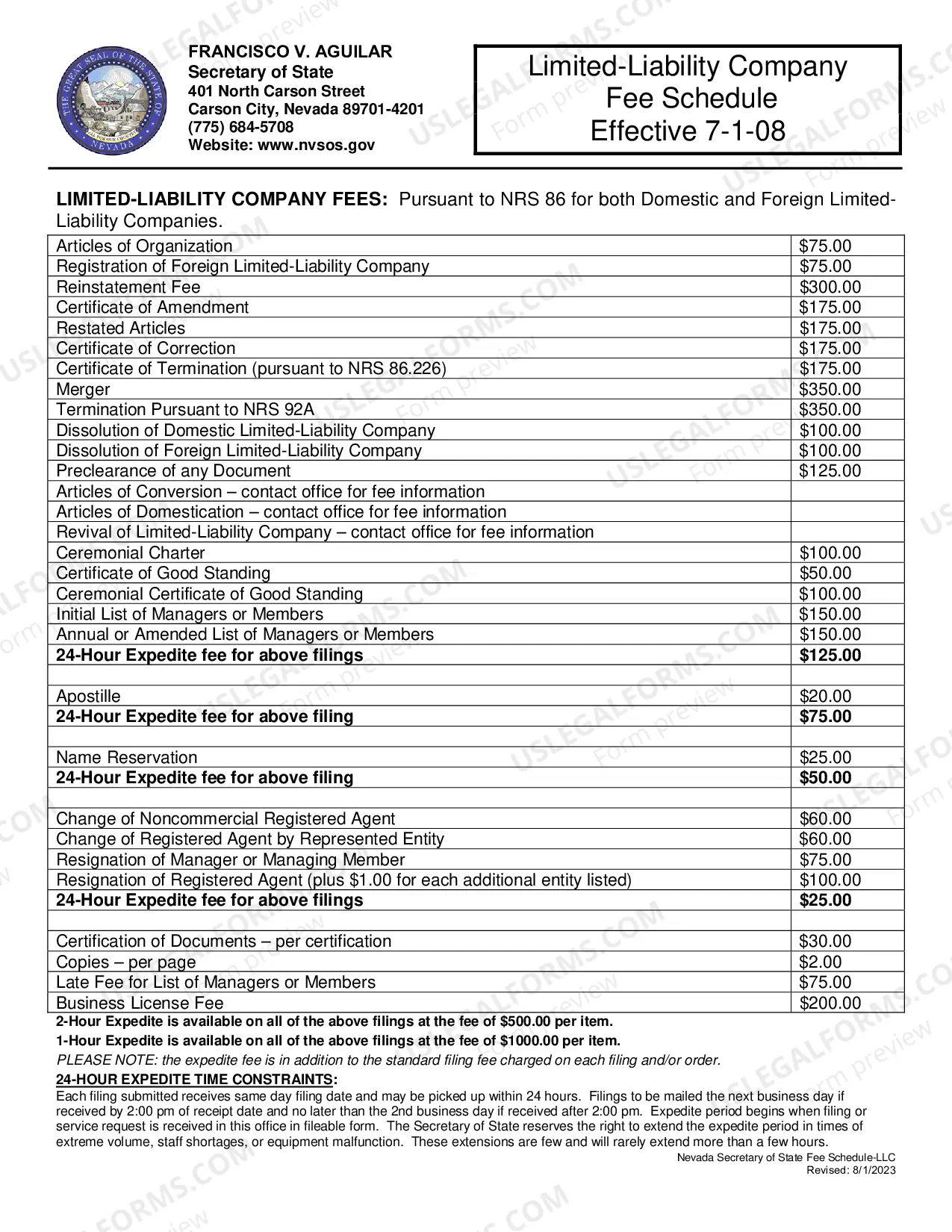 Preview Nevada Registration of Foreign Corporation