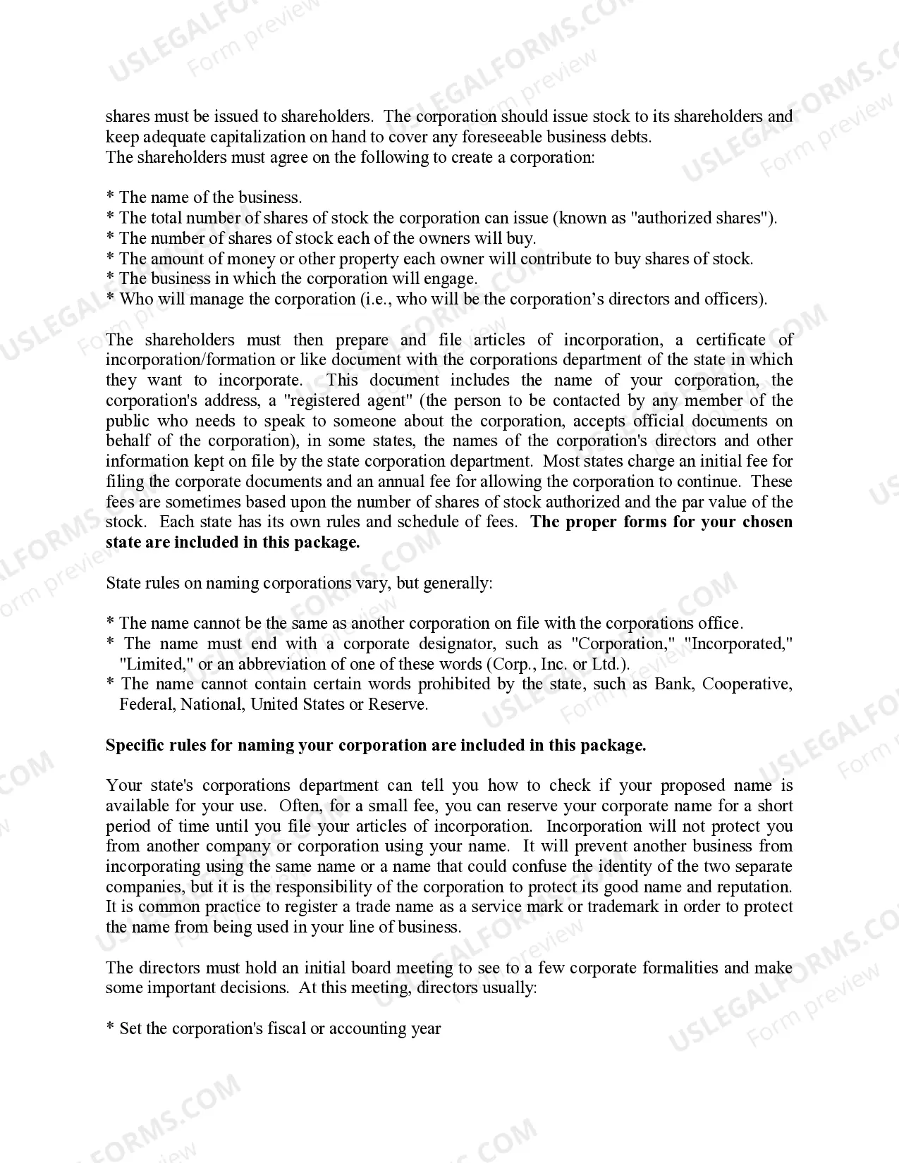 Preview Nevada Business Incorporation Package to Incorporate Corporation