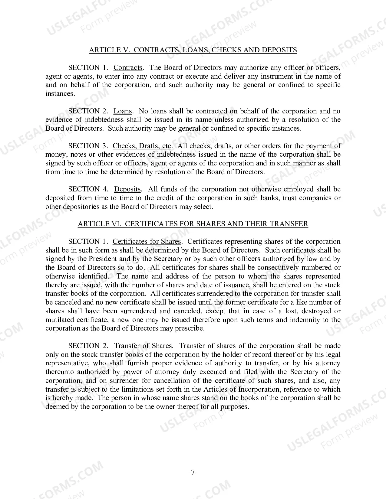 Preview Nevada Bylaws for Corporation