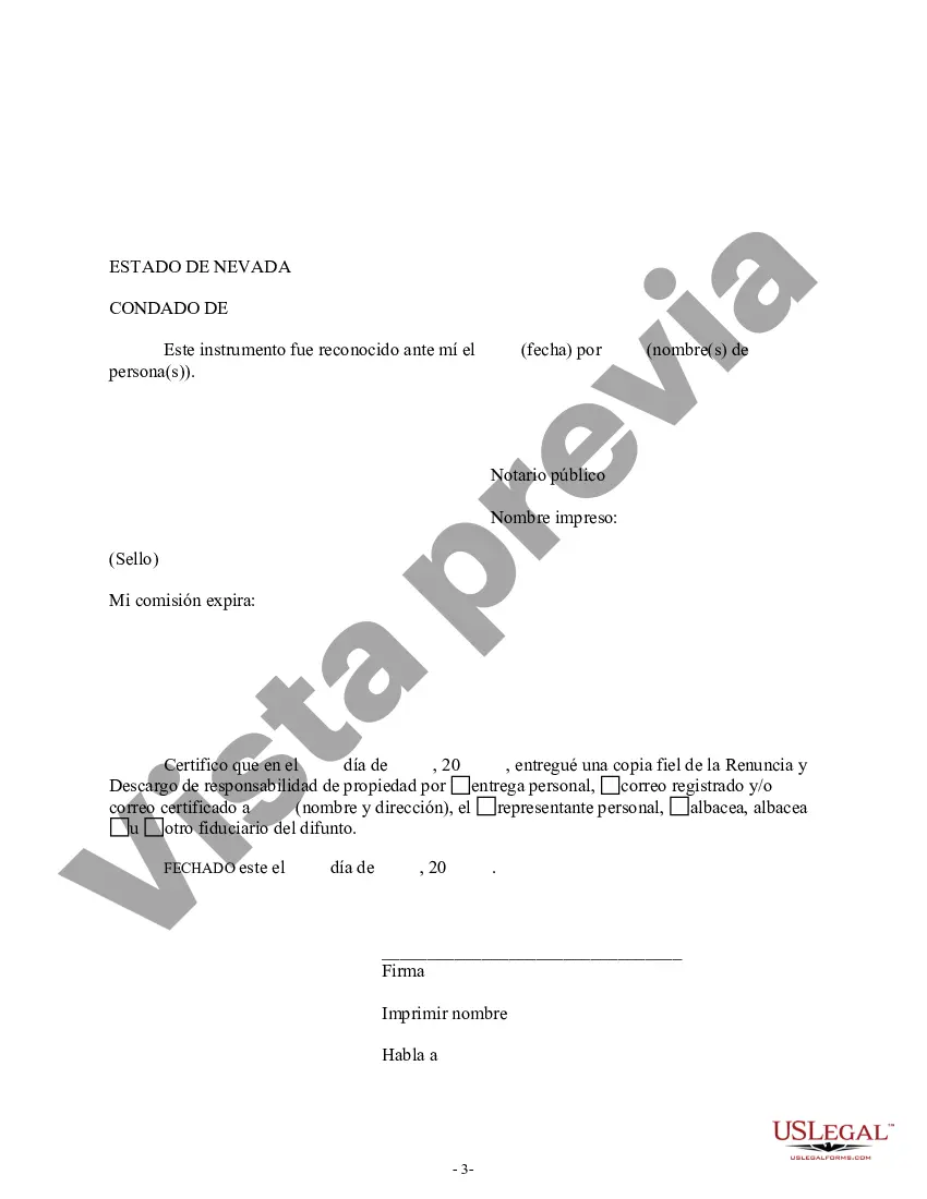 Preview Renuncia y descargo de responsabilidad - Sucesión intestada