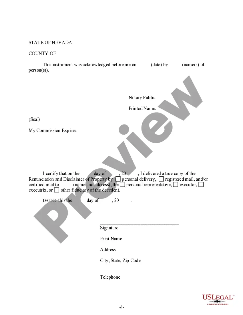 Preview Renunciation And Disclaimer Property - Intestate Succession