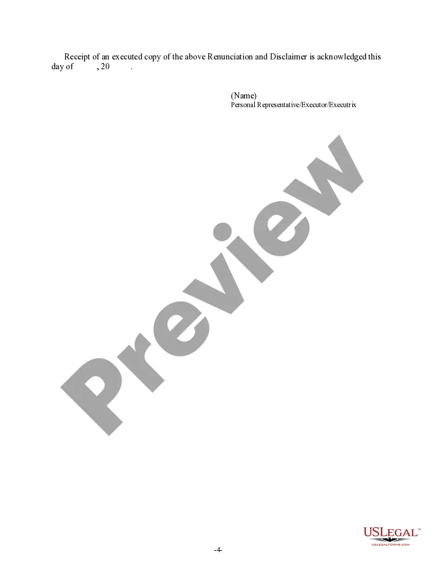 Preview Renunciation And Disclaimer Property - Intestate Succession