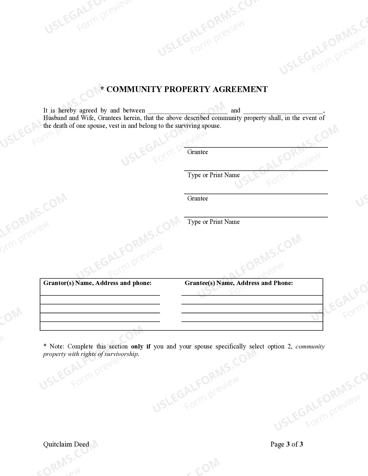 Preview Quitclaim Deed from Individual to Husband and Wife