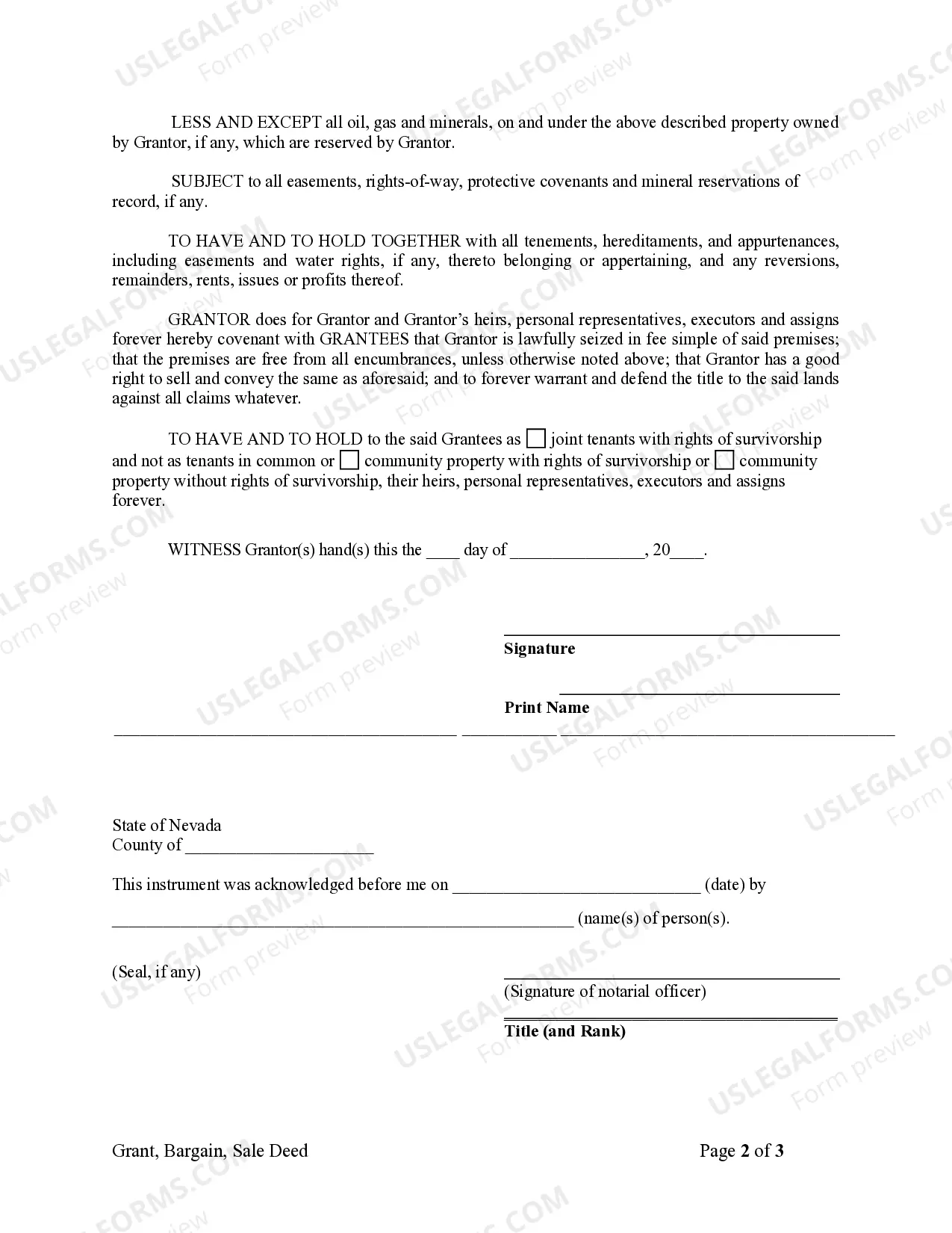 Preview Grant, Bargain, Sale Deed from Individual to Husband and Wife