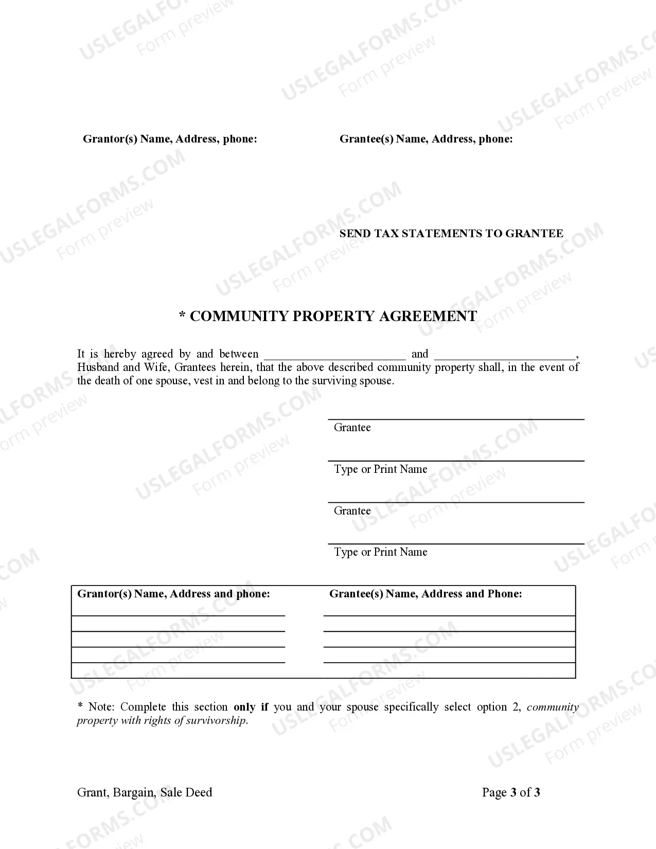 Preview Grant, Bargain, Sale Deed from Individual to Husband and Wife