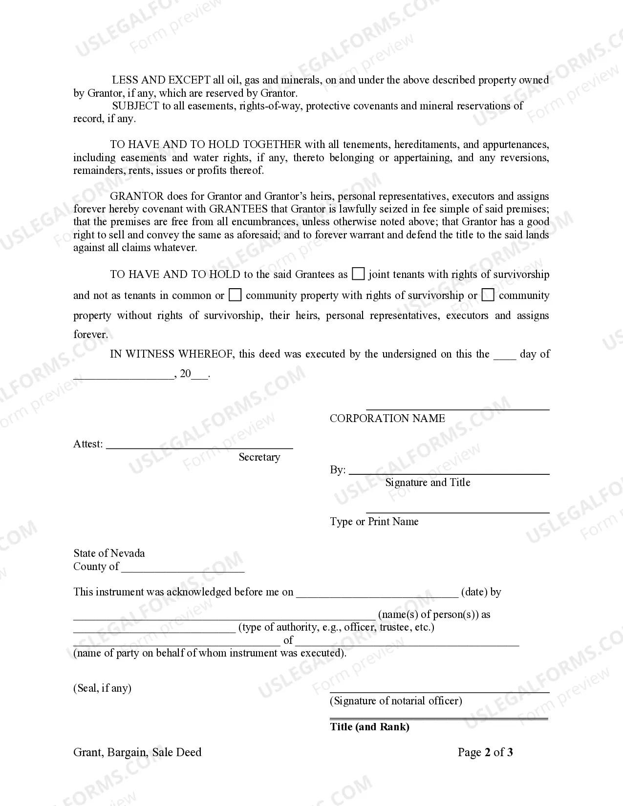 Preview Grant, Bargain, Sale Deed from Corporation to Husband and Wife