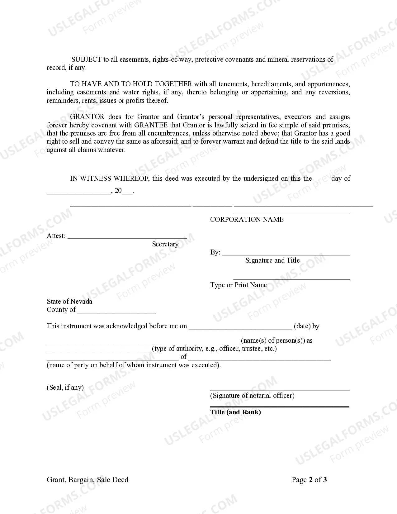 Preview Grant, Bargain, Sale Deed from Corporation to Corporation