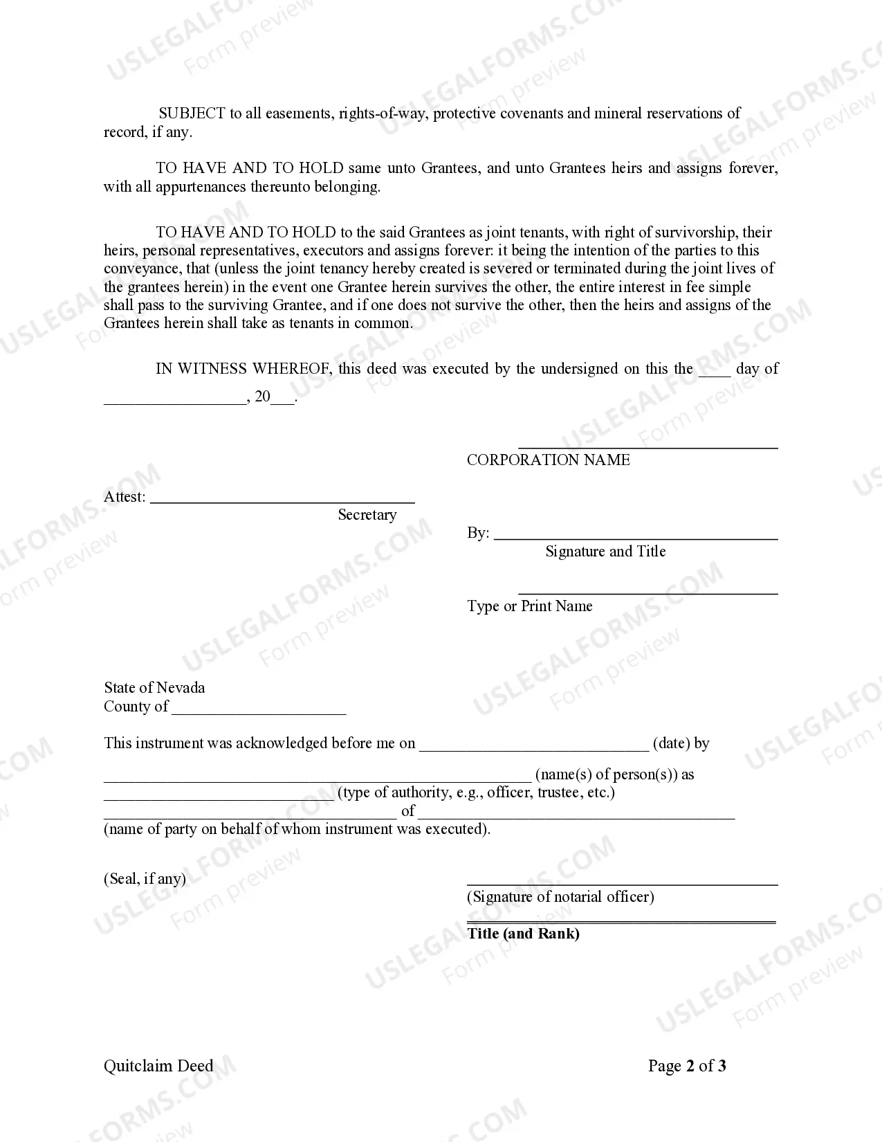 Preview Quitclaim Deed from Corporation to Two Individuals