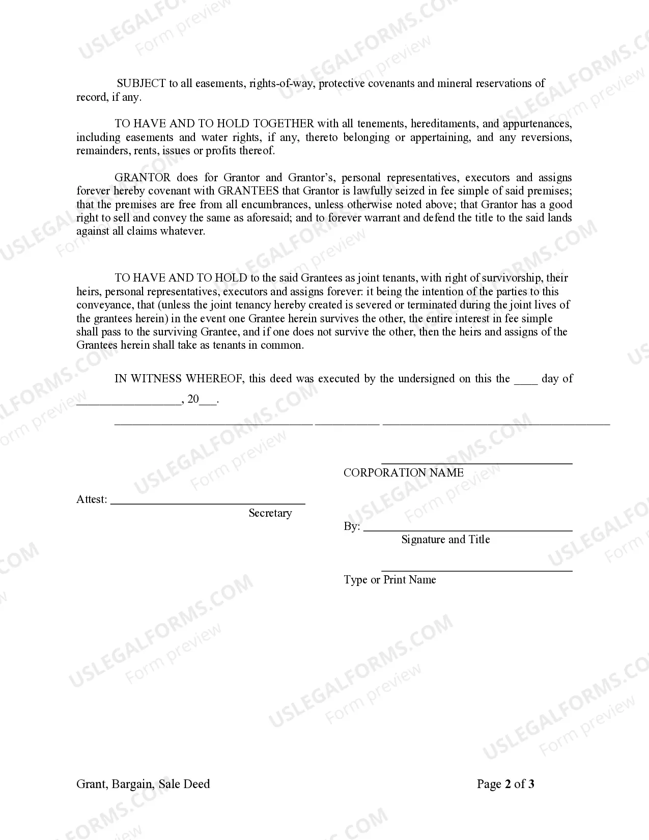 Preview Grant, Bargain, Sale Deed from Corporation to Two Individuals