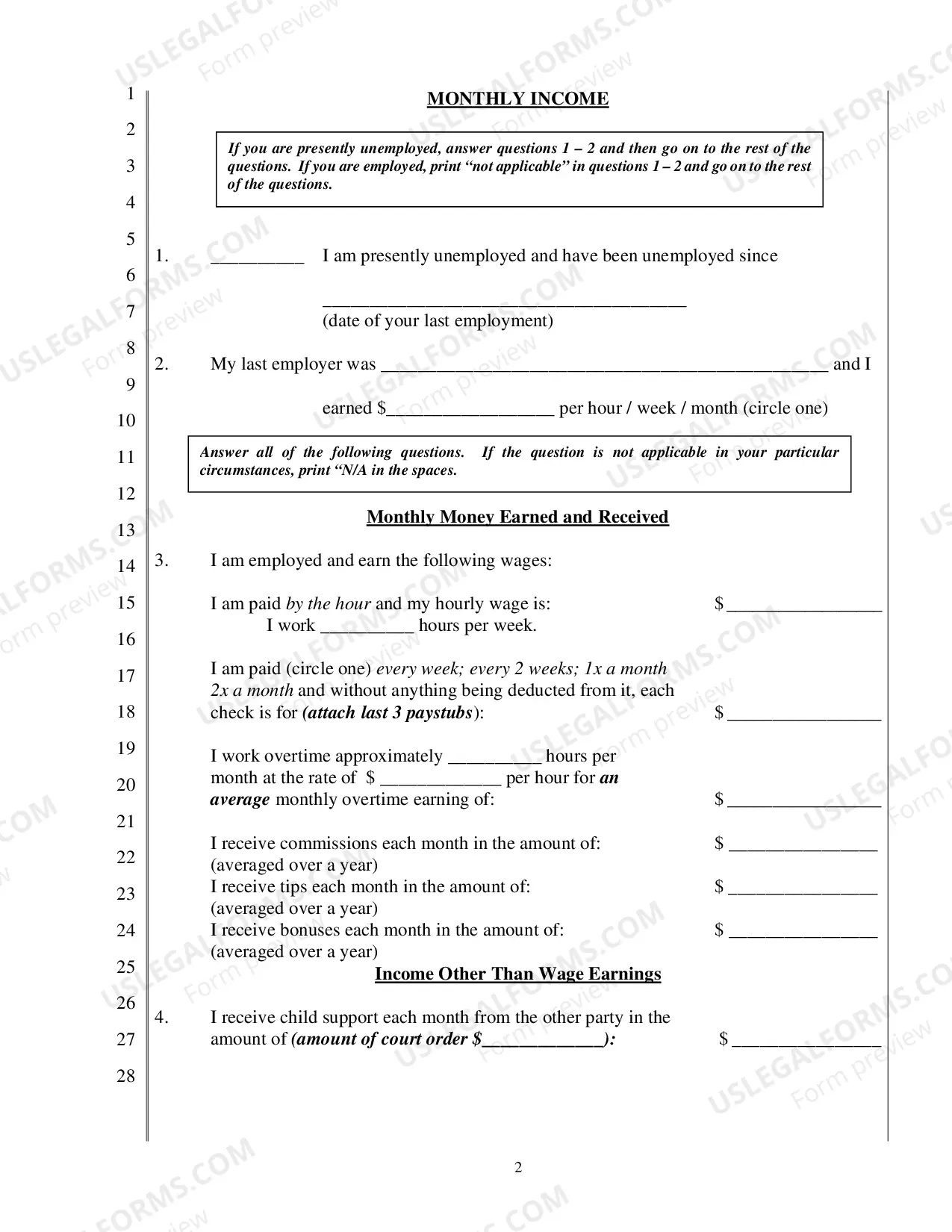 Preview Short Form Financial Declaration