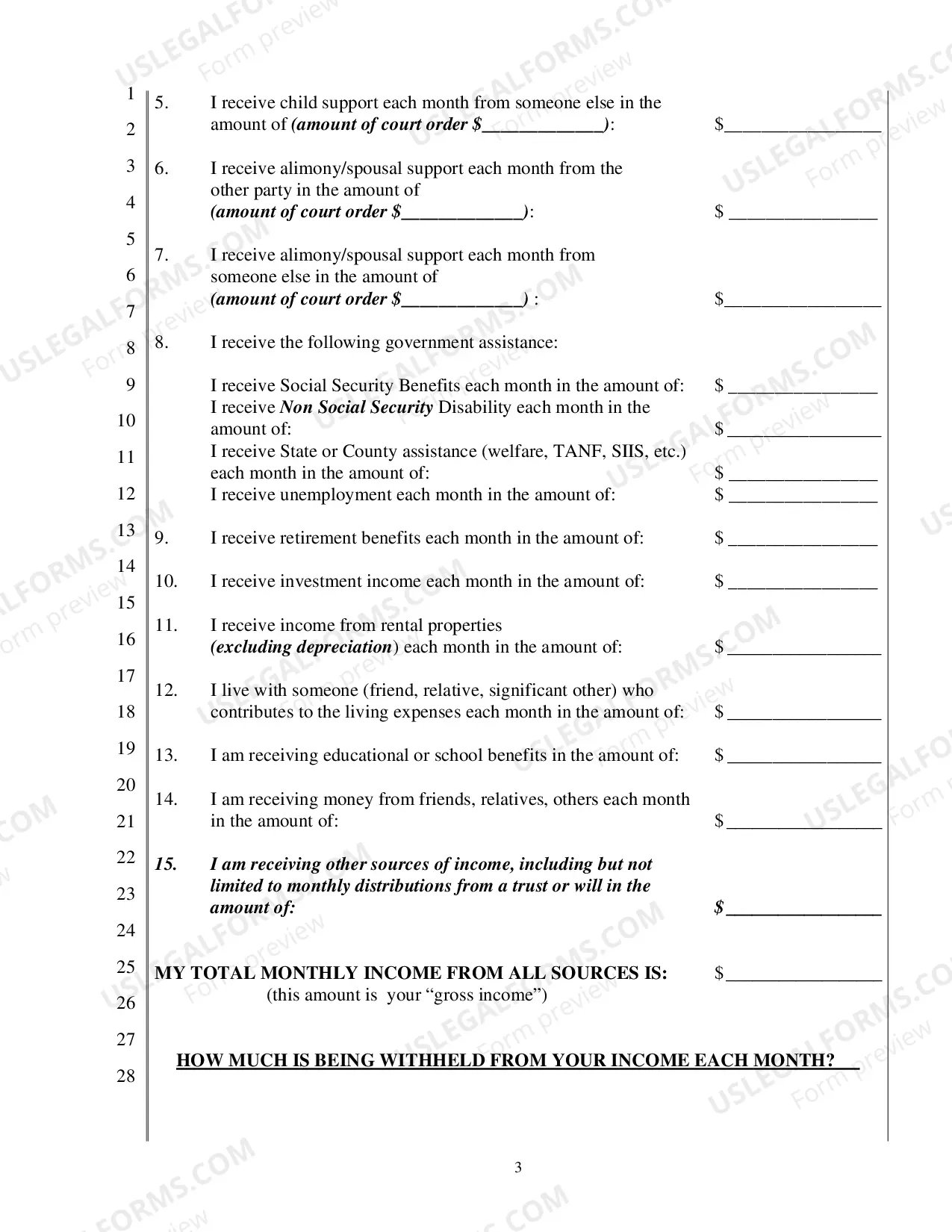Preview Short Form Financial Declaration