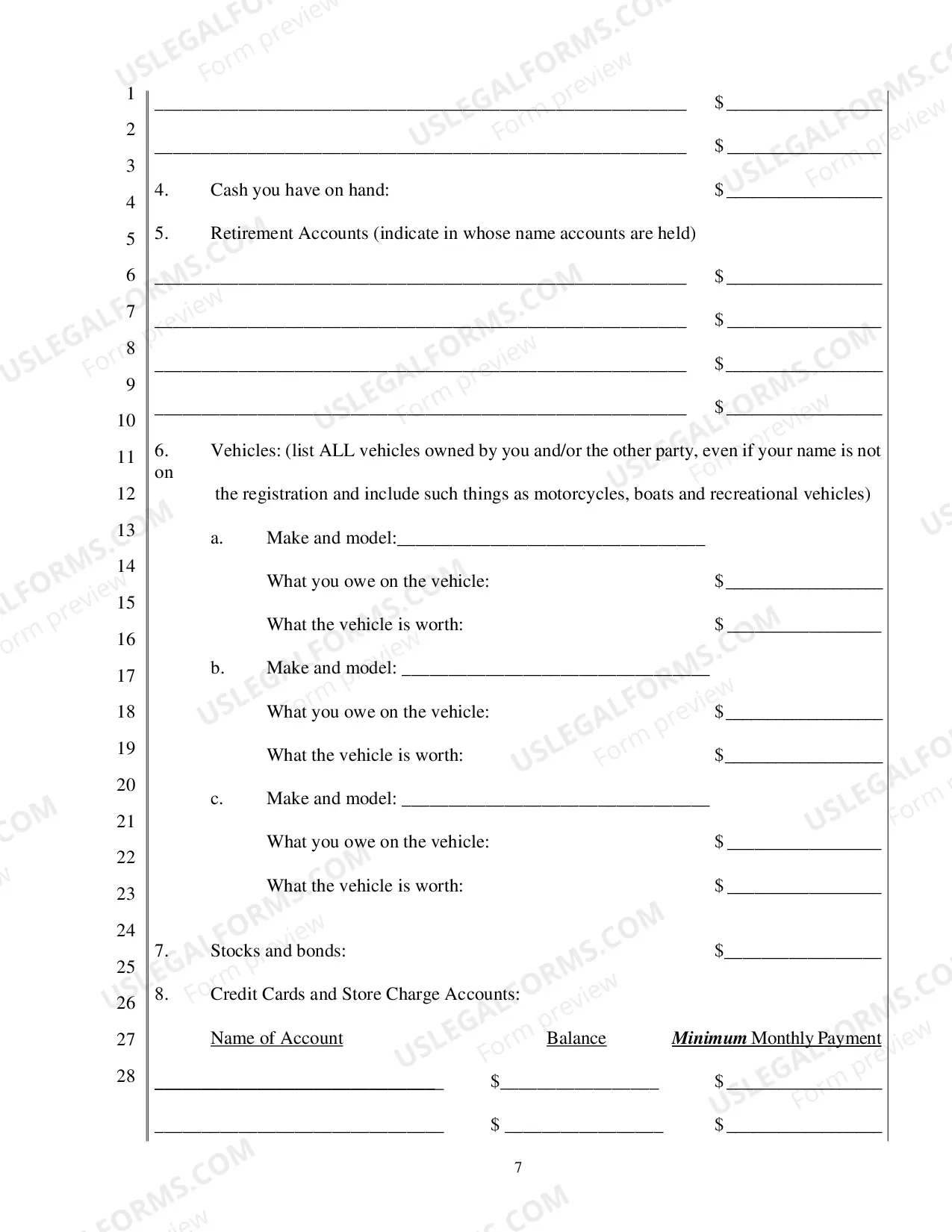 Preview Short Form Financial Declaration
